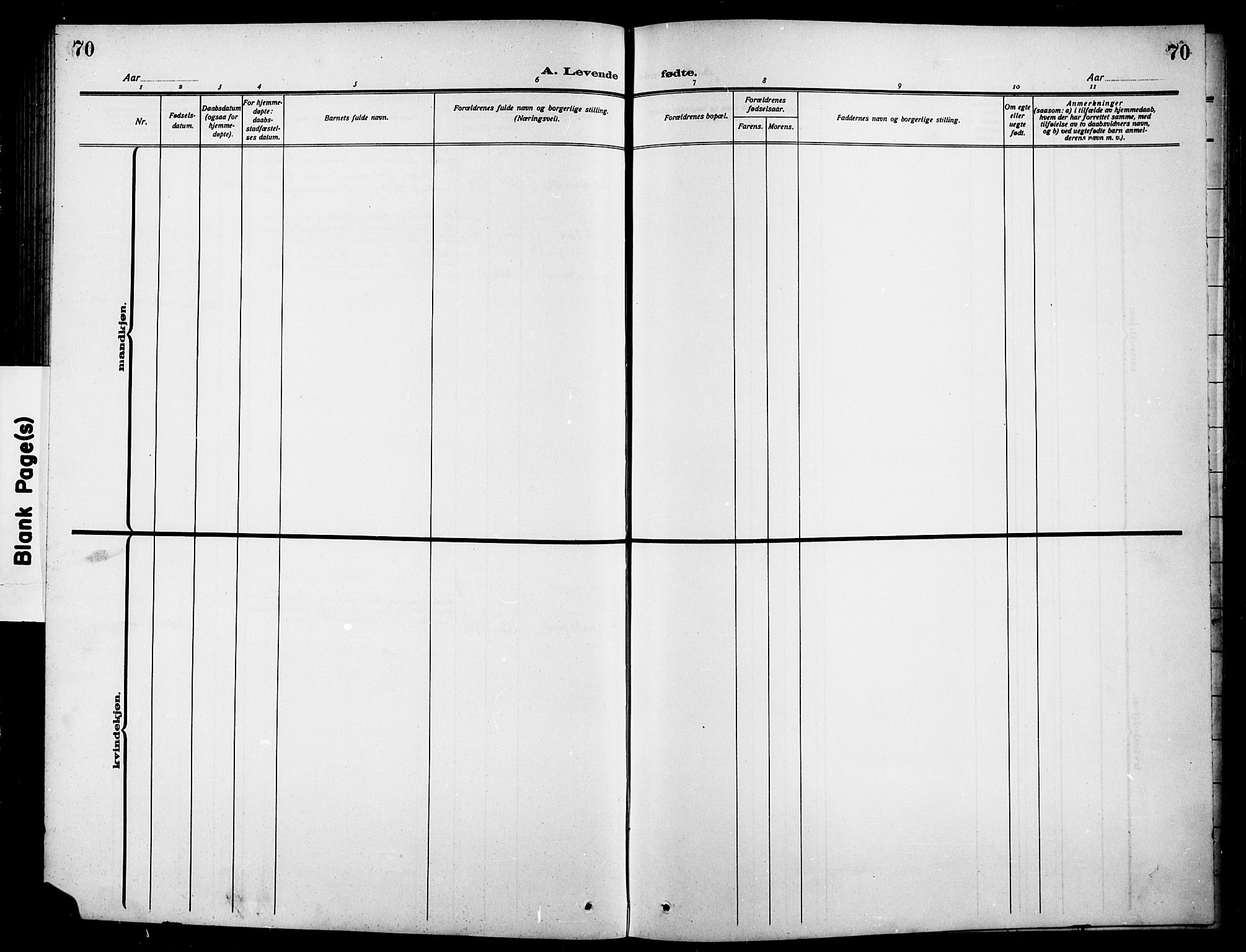 Sem kirkebøker, SAKO/A-5/G/Ga/L0007: Parish register (copy) no. I 7, 1909-1924, p. 70