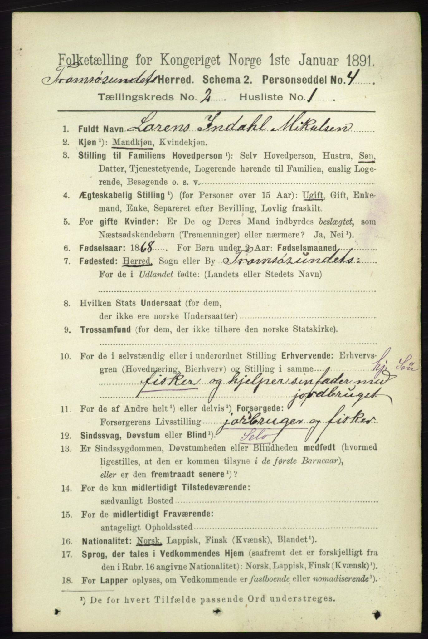 RA, 1891 census for 1934 Tromsøysund, 1891, p. 561