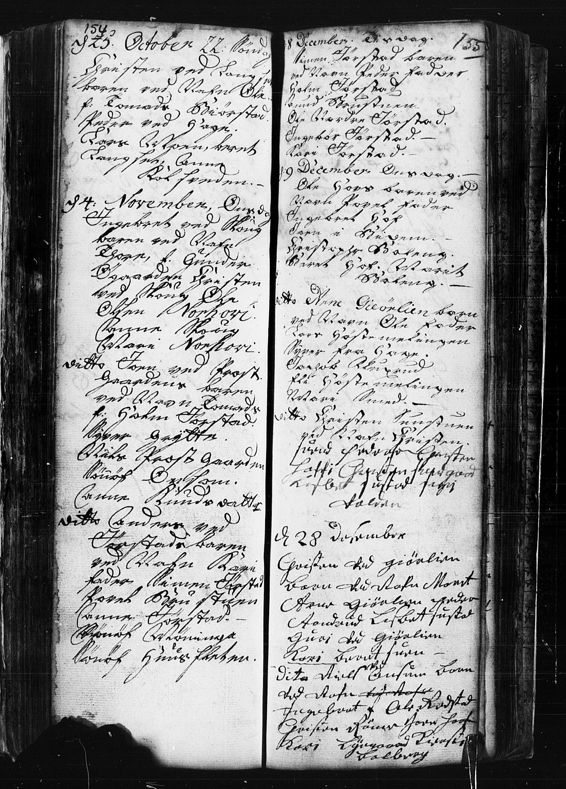 Fåberg prestekontor, SAH/PREST-086/H/Ha/Hab/L0001: Parish register (copy) no. 1, 1727-1767, p. 154-155