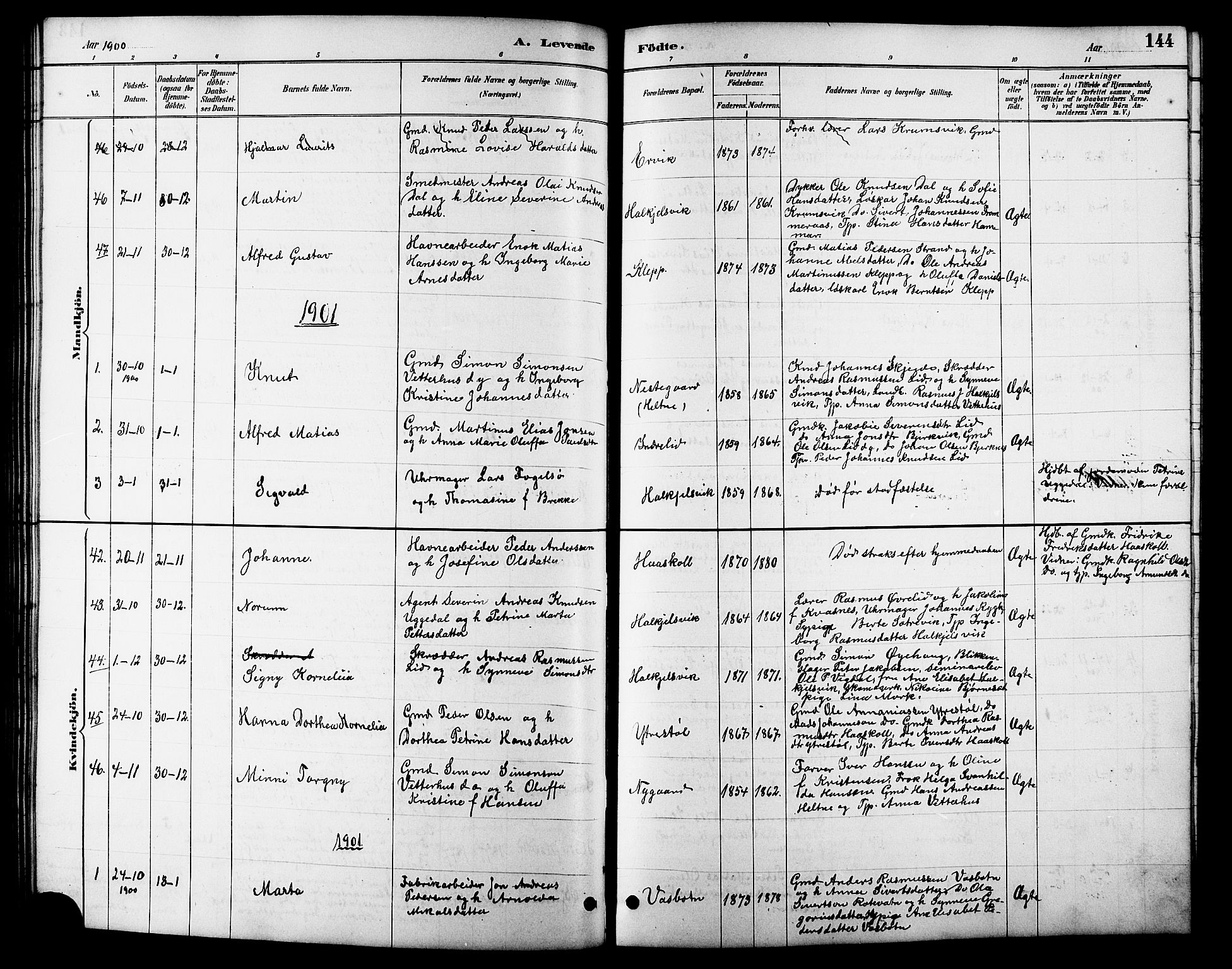 Ministerialprotokoller, klokkerbøker og fødselsregistre - Møre og Romsdal, AV/SAT-A-1454/511/L0158: Parish register (copy) no. 511C04, 1884-1903, p. 144