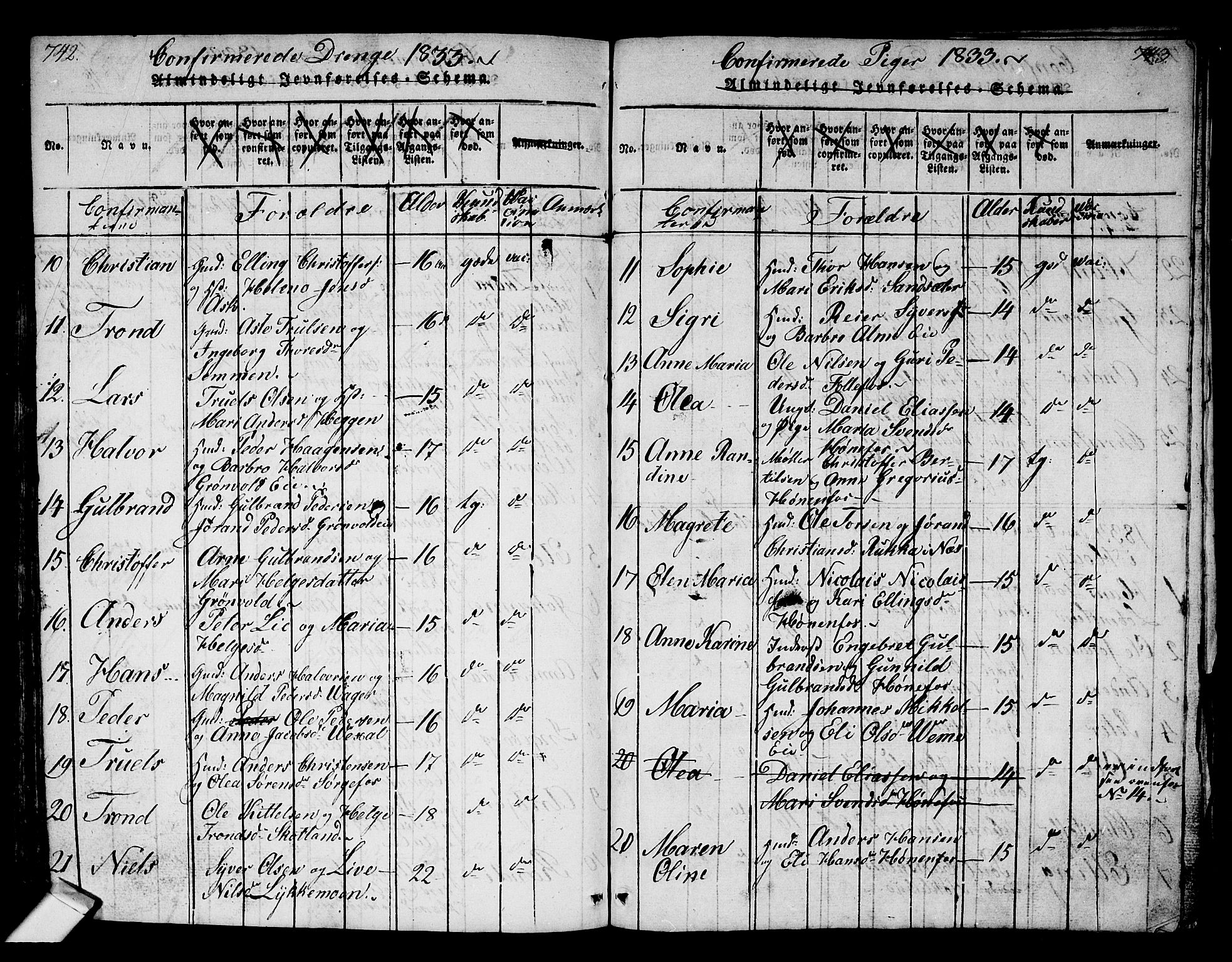 Norderhov kirkebøker, AV/SAKO-A-237/G/Ga/L0002: Parish register (copy) no. I 2, 1814-1867, p. 742-743