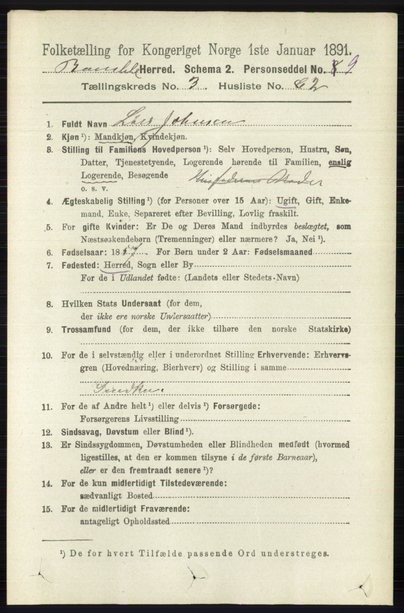 RA, 1891 census for 0814 Bamble, 1891, p. 1728