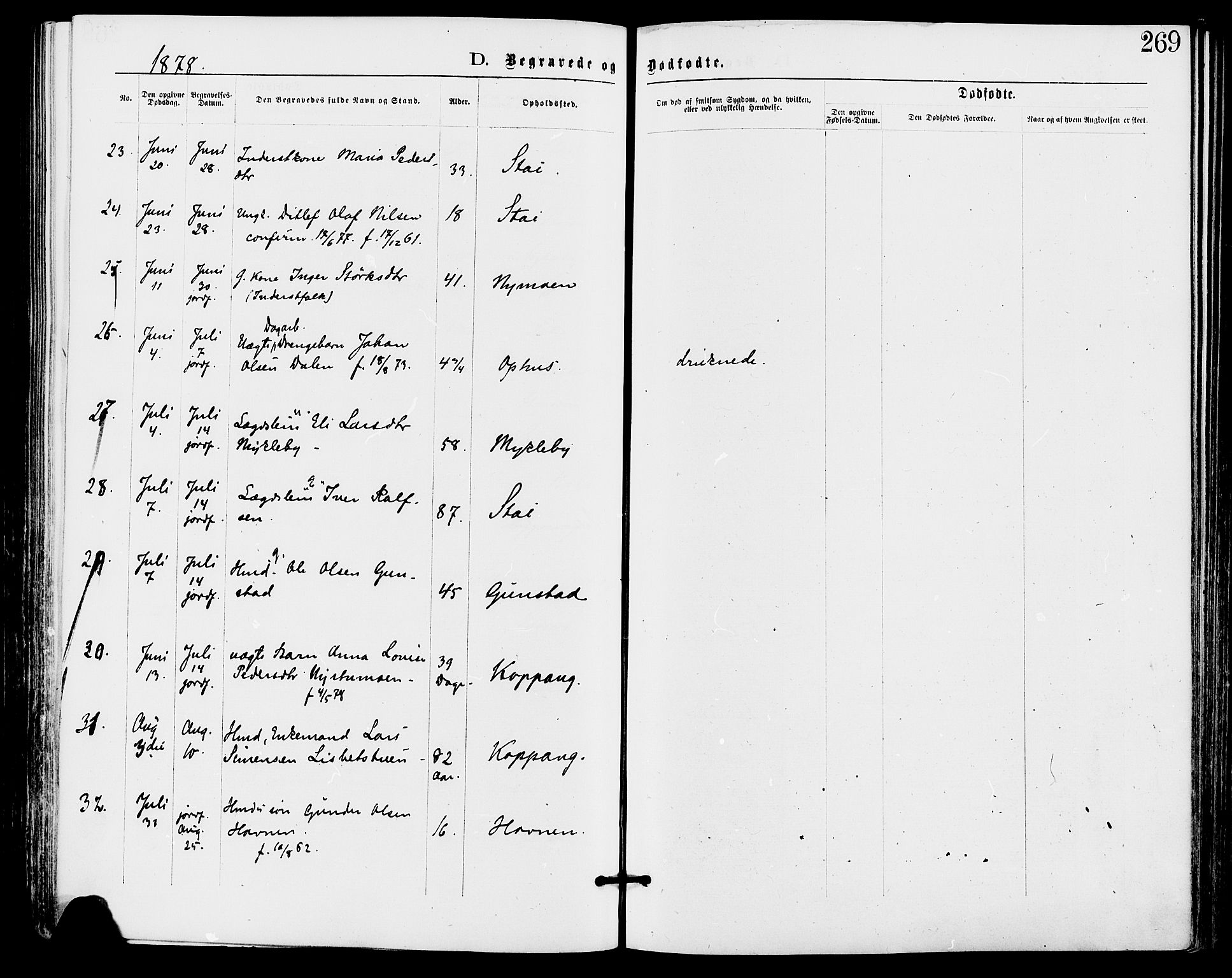 Stor-Elvdal prestekontor, SAH/PREST-052/H/Ha/Haa/L0001: Parish register (official) no. 1, 1871-1882, p. 269