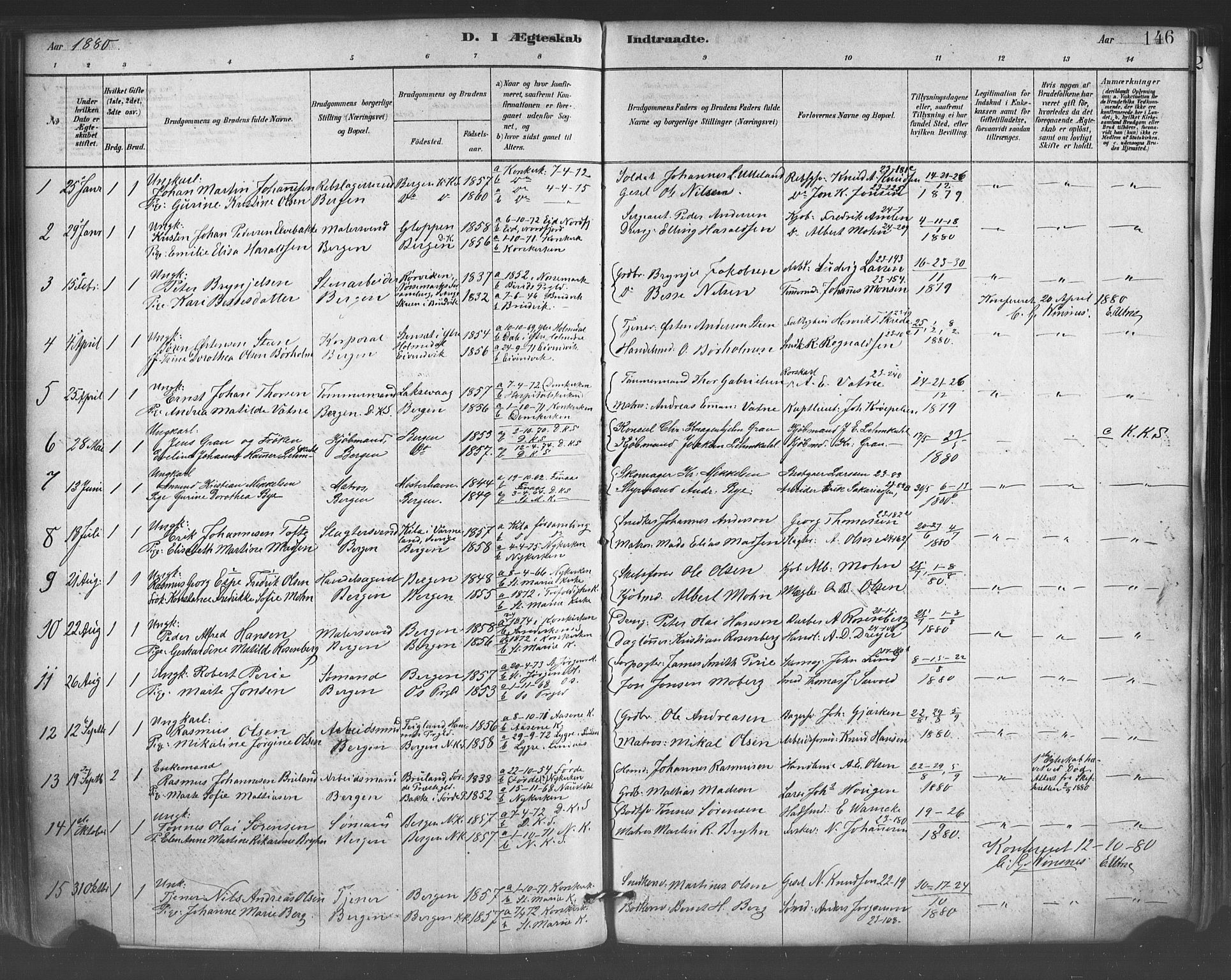 Mariakirken Sokneprestembete, SAB/A-76901/H/Haa/L0007: Parish register (official) no. A 7, 1878-1893, p. 146