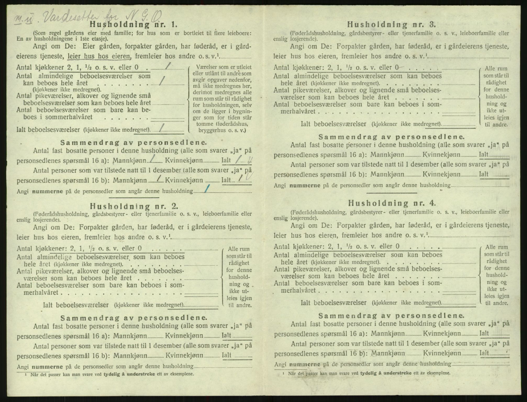 SAK, 1920 census for Bygland, 1920, p. 404