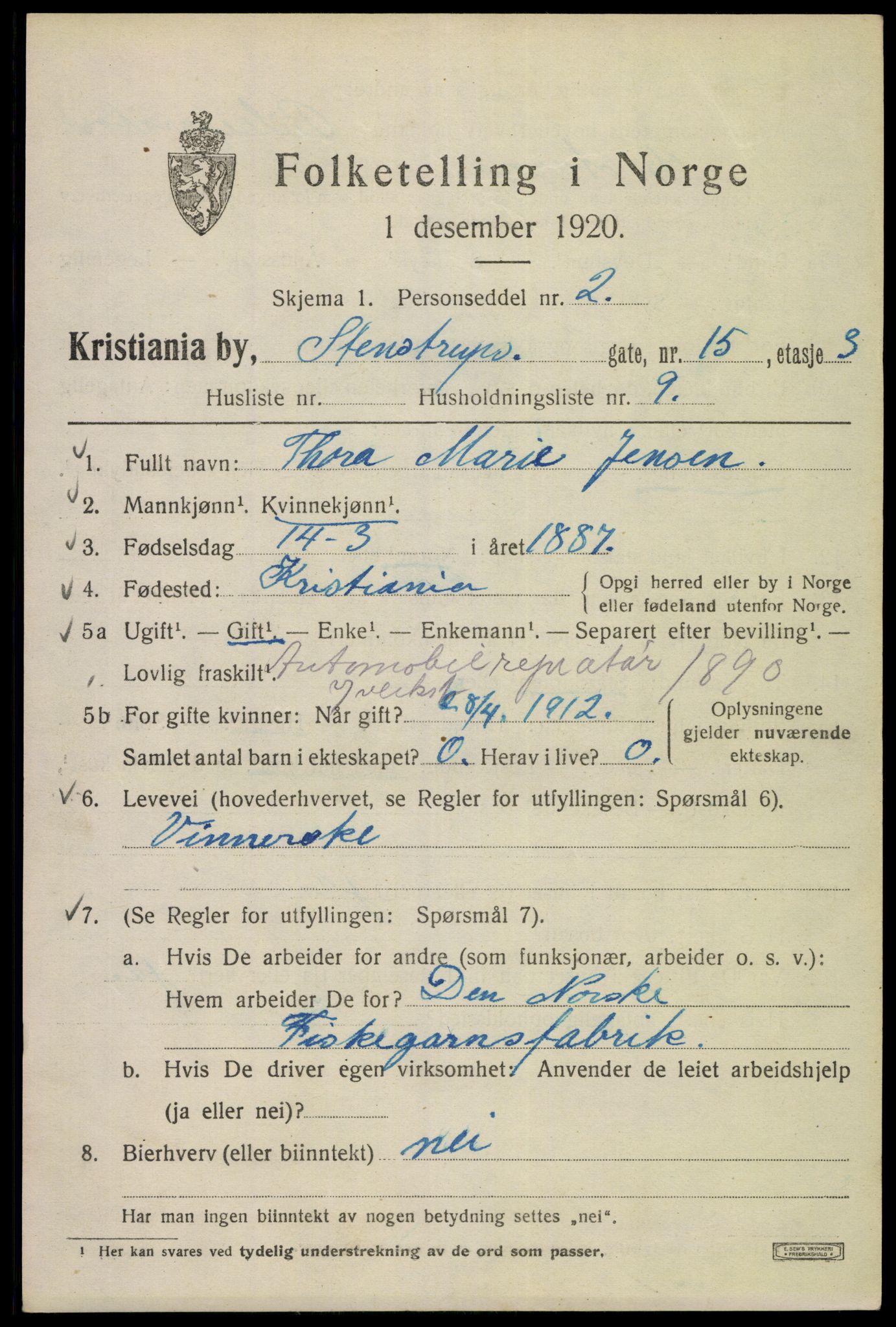 SAO, 1920 census for Kristiania, 1920, p. 538621