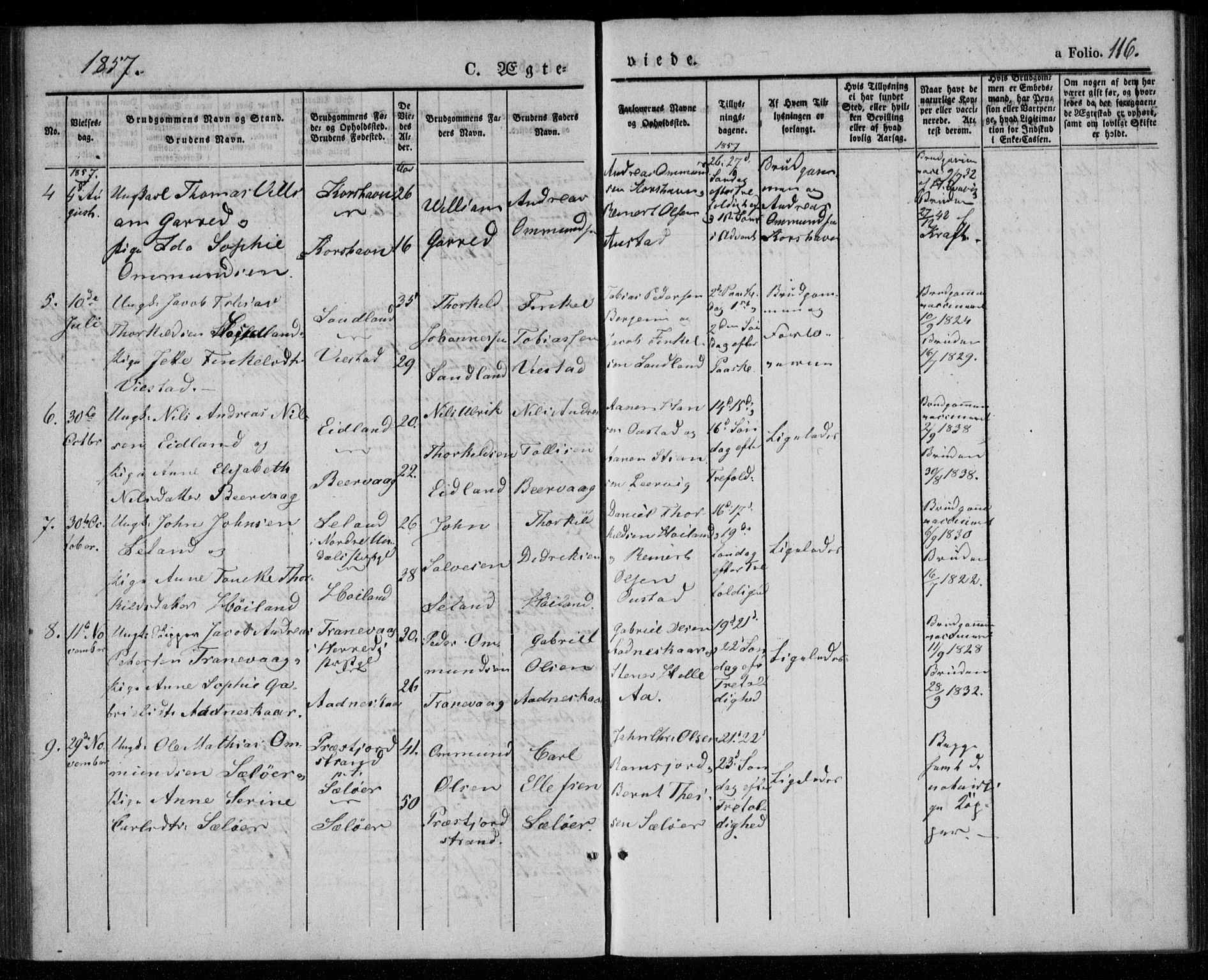 Lyngdal sokneprestkontor, SAK/1111-0029/F/Fa/Faa/L0001: Parish register (official) no. A 1, 1837-1857, p. 116