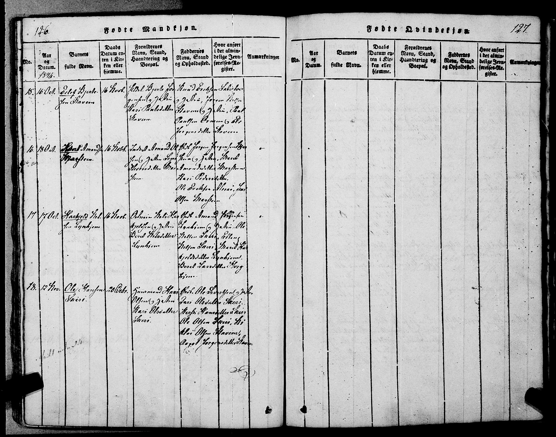 Ministerialprotokoller, klokkerbøker og fødselsregistre - Møre og Romsdal, AV/SAT-A-1454/546/L0593: Parish register (official) no. 546A01, 1818-1853, p. 126-127