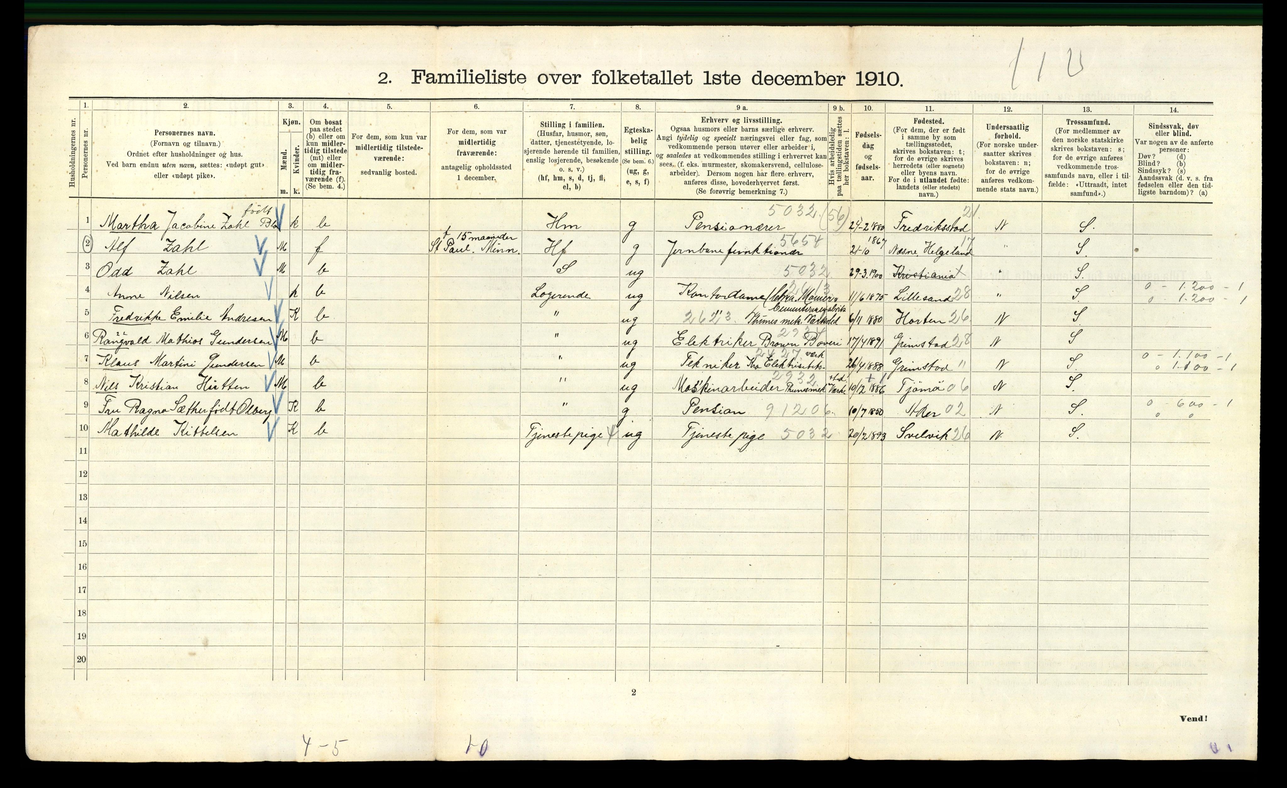 RA, 1910 census for Kristiania, 1910, p. 19560