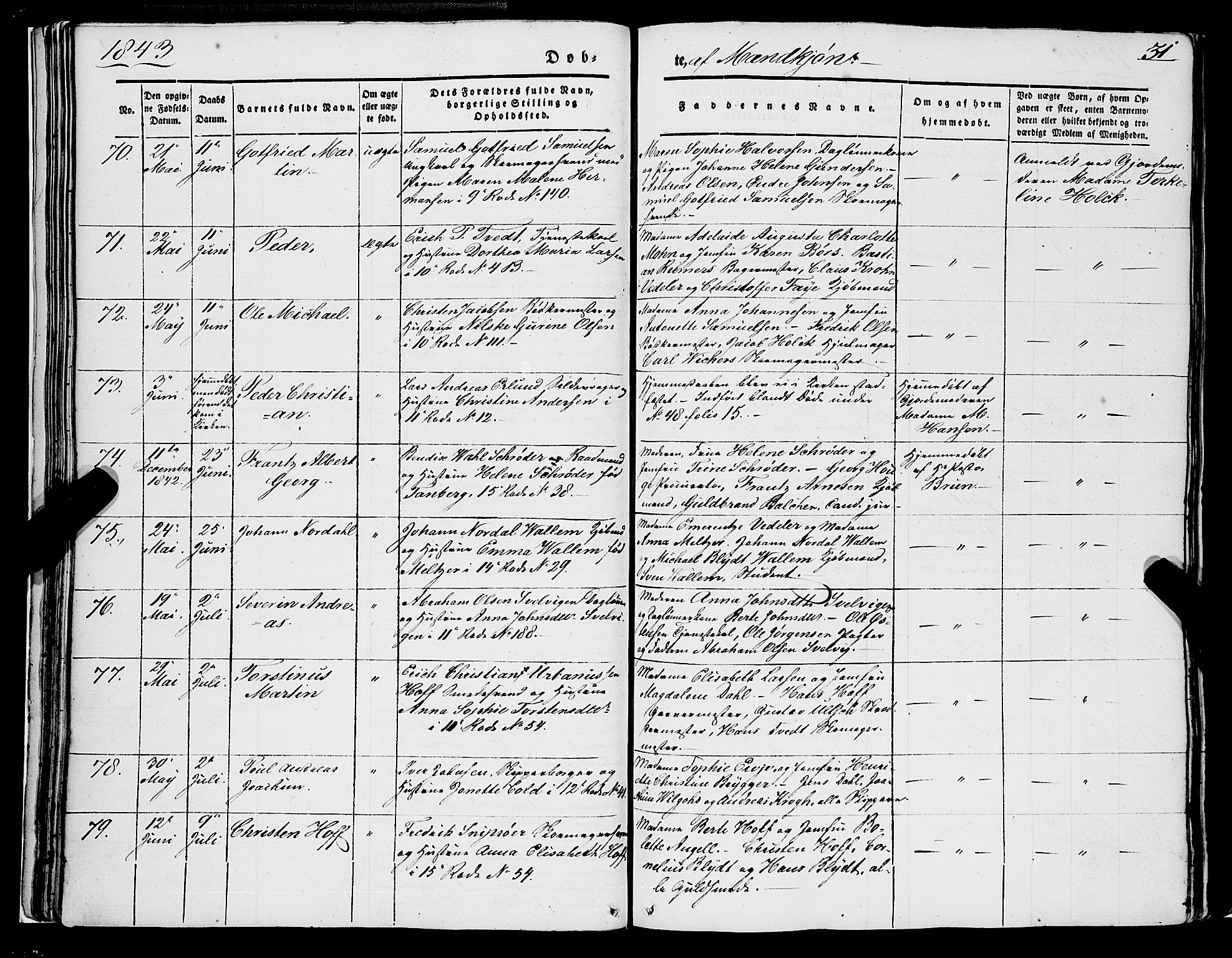 Domkirken sokneprestembete, SAB/A-74801/H/Haa/L0019: Parish register (official) no. B 2, 1841-1851, p. 31