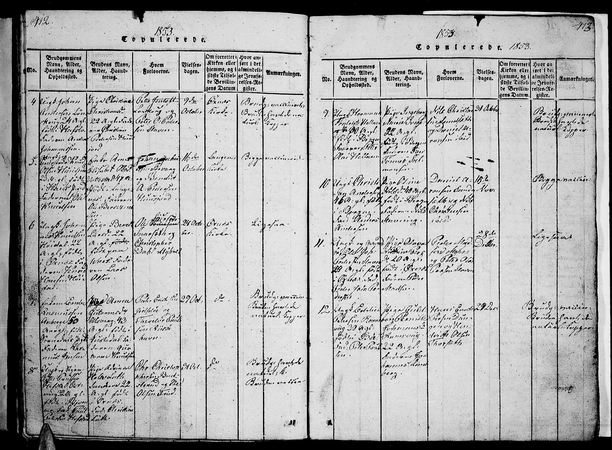 Ministerialprotokoller, klokkerbøker og fødselsregistre - Nordland, AV/SAT-A-1459/893/L1346: Parish register (copy) no. 893C01, 1820-1858, p. 412-413