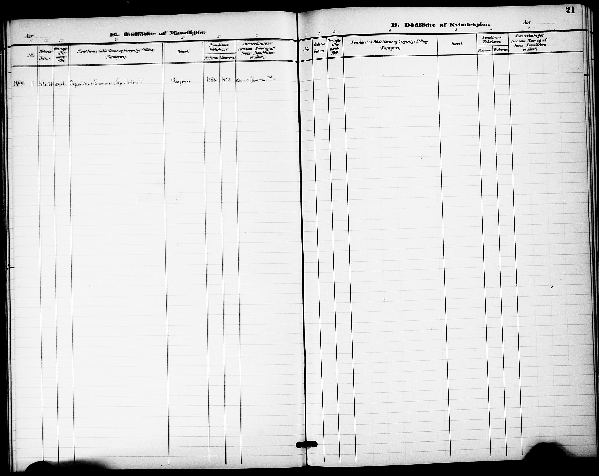 Gjerstad sokneprestkontor, AV/SAK-1111-0014/F/Fa/Fac/L0001: Parish register draft no. A VI 1, 1894-1898, p. 21