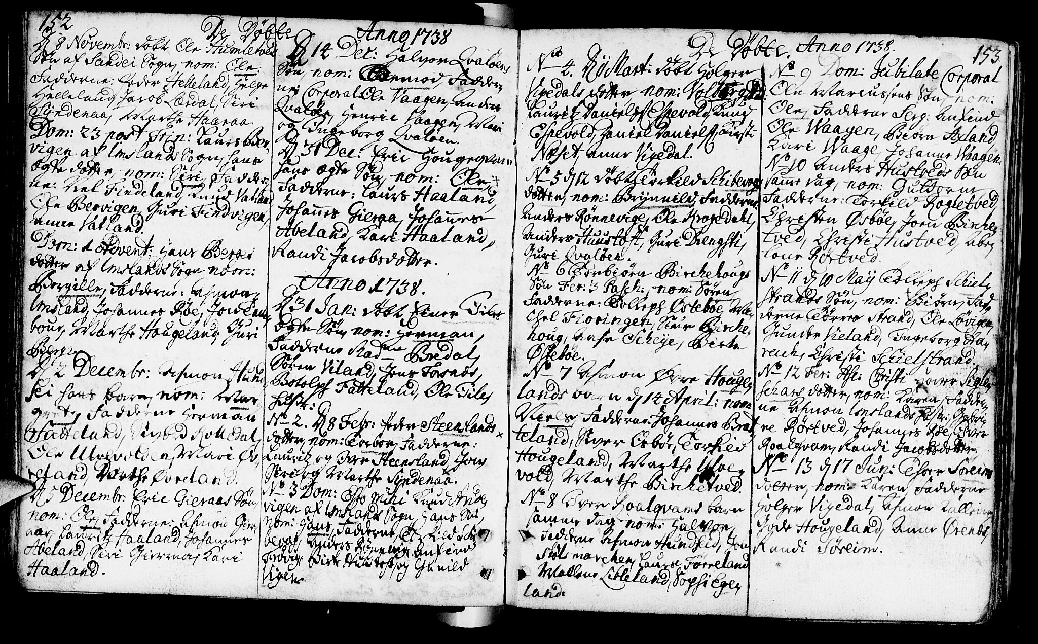 Vikedal sokneprestkontor, AV/SAST-A-101840/01/IV: Parish register (official) no. A 1, 1737-1778, p. 152-153