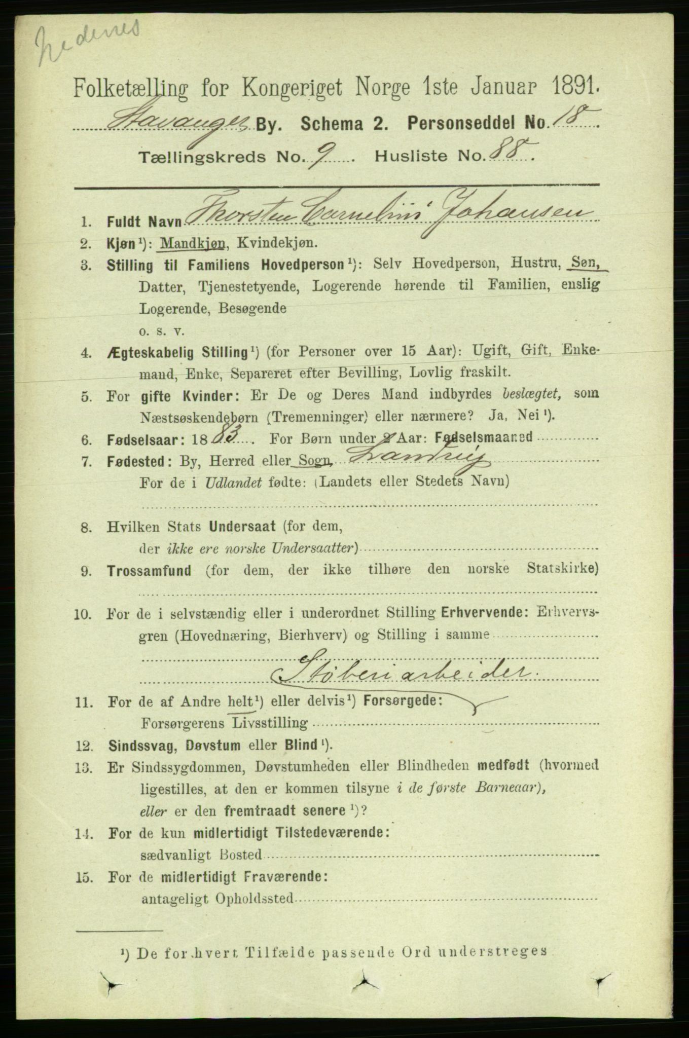 RA, 1891 census for 1103 Stavanger, 1891, p. 13523
