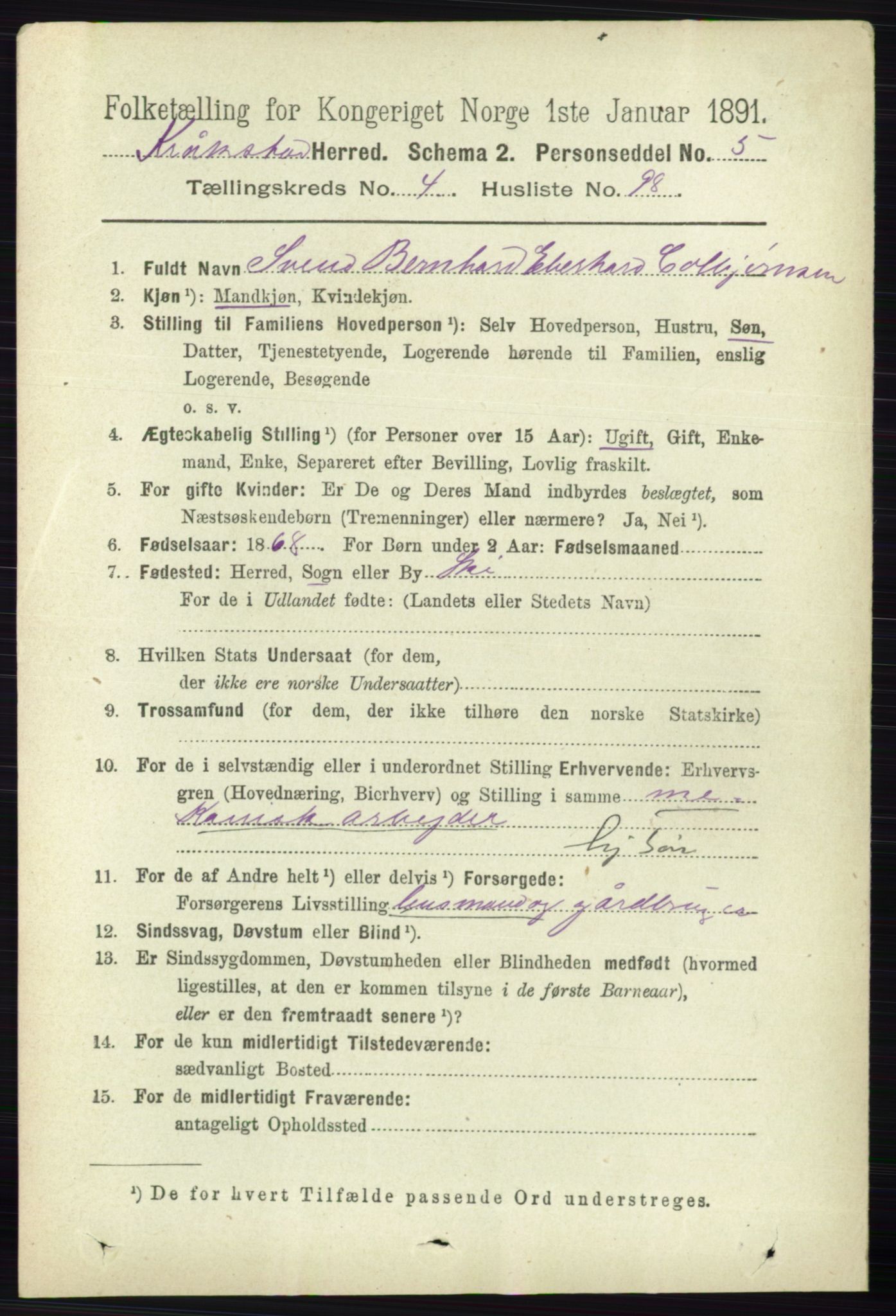 RA, 1891 census for 0212 Kråkstad, 1891, p. 2397