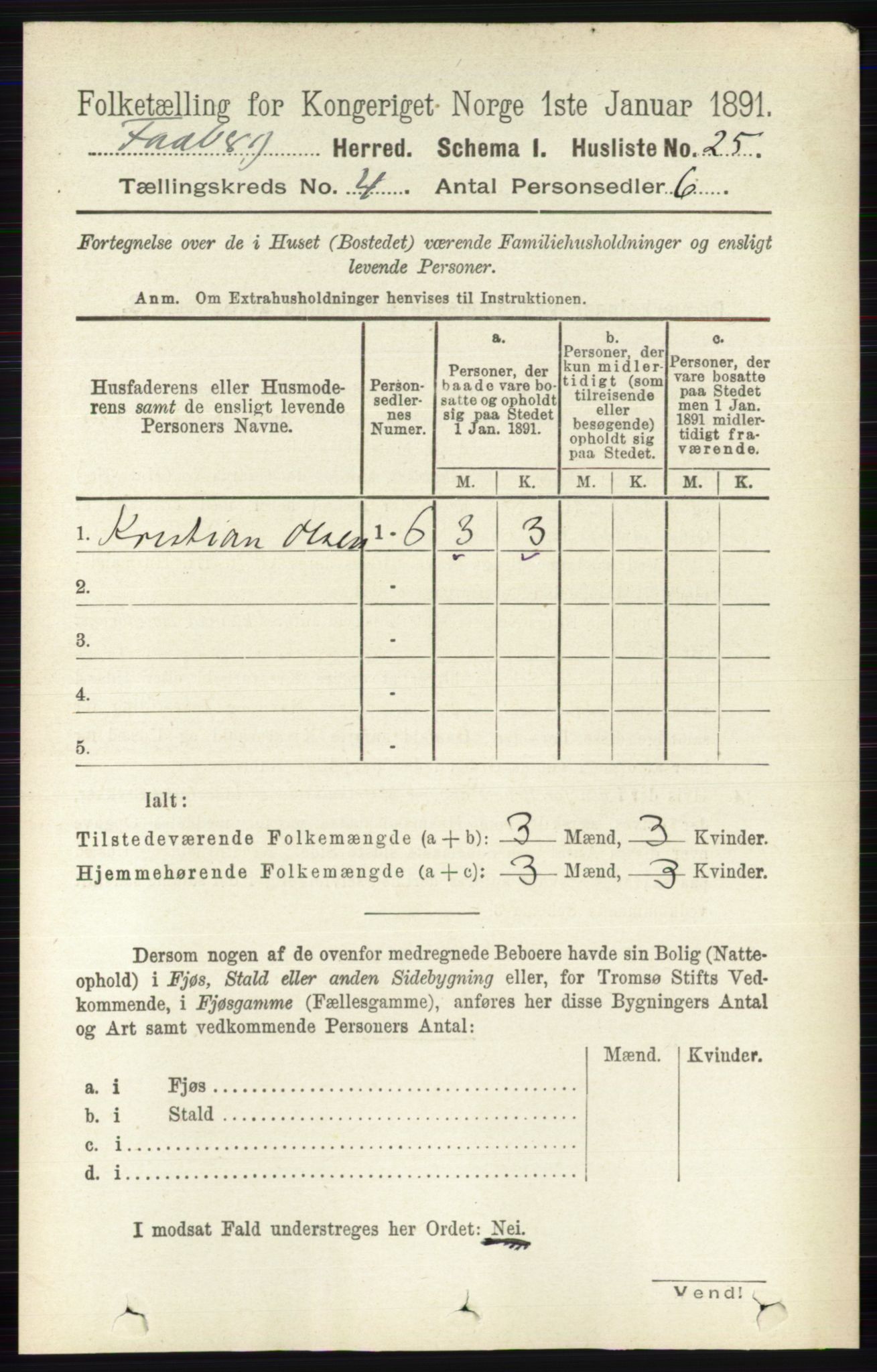 RA, 1891 census for 0524 Fåberg, 1891, p. 1190