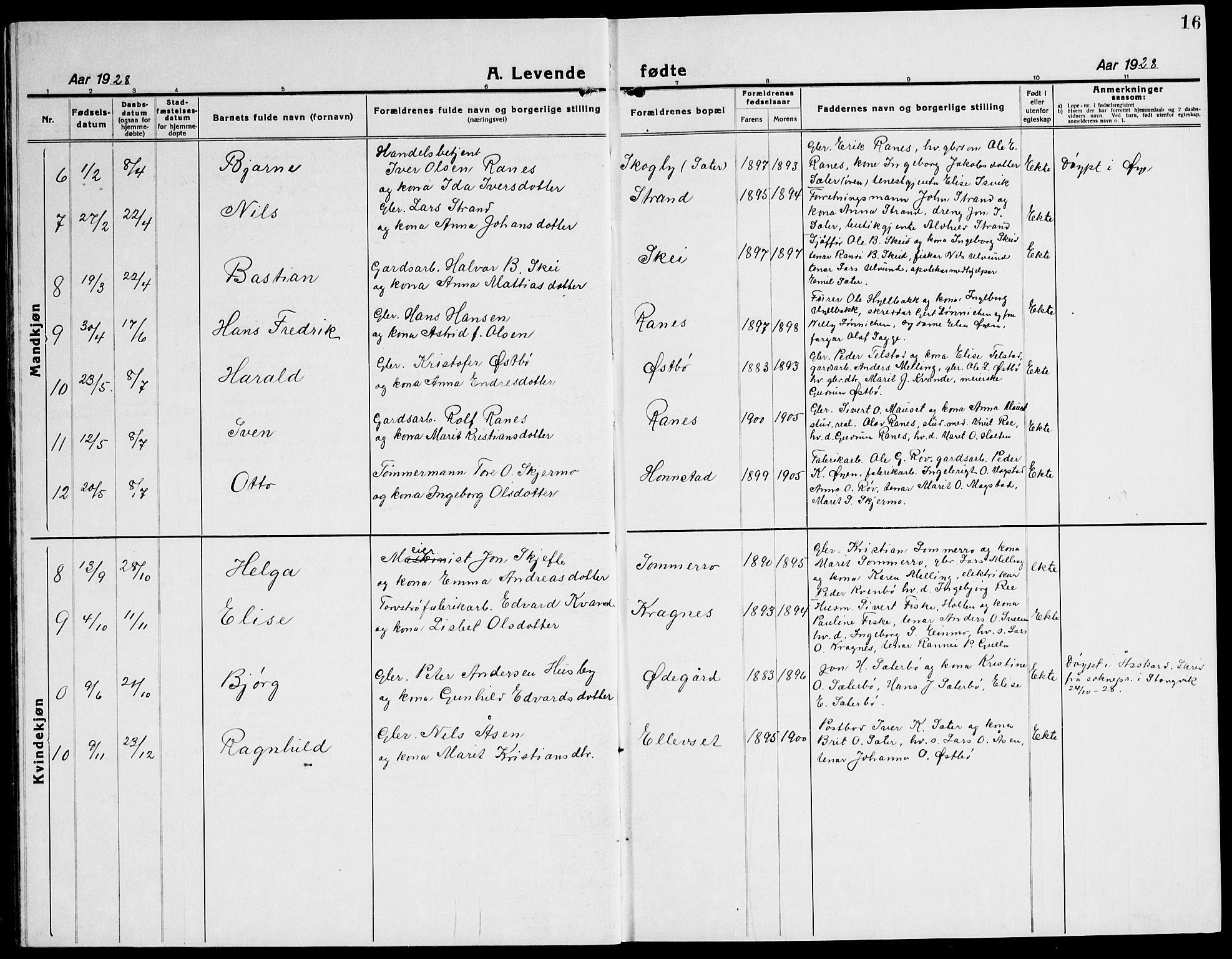 Ministerialprotokoller, klokkerbøker og fødselsregistre - Møre og Romsdal, AV/SAT-A-1454/596/L1060: Parish register (copy) no. 596C03, 1923-1944, p. 16