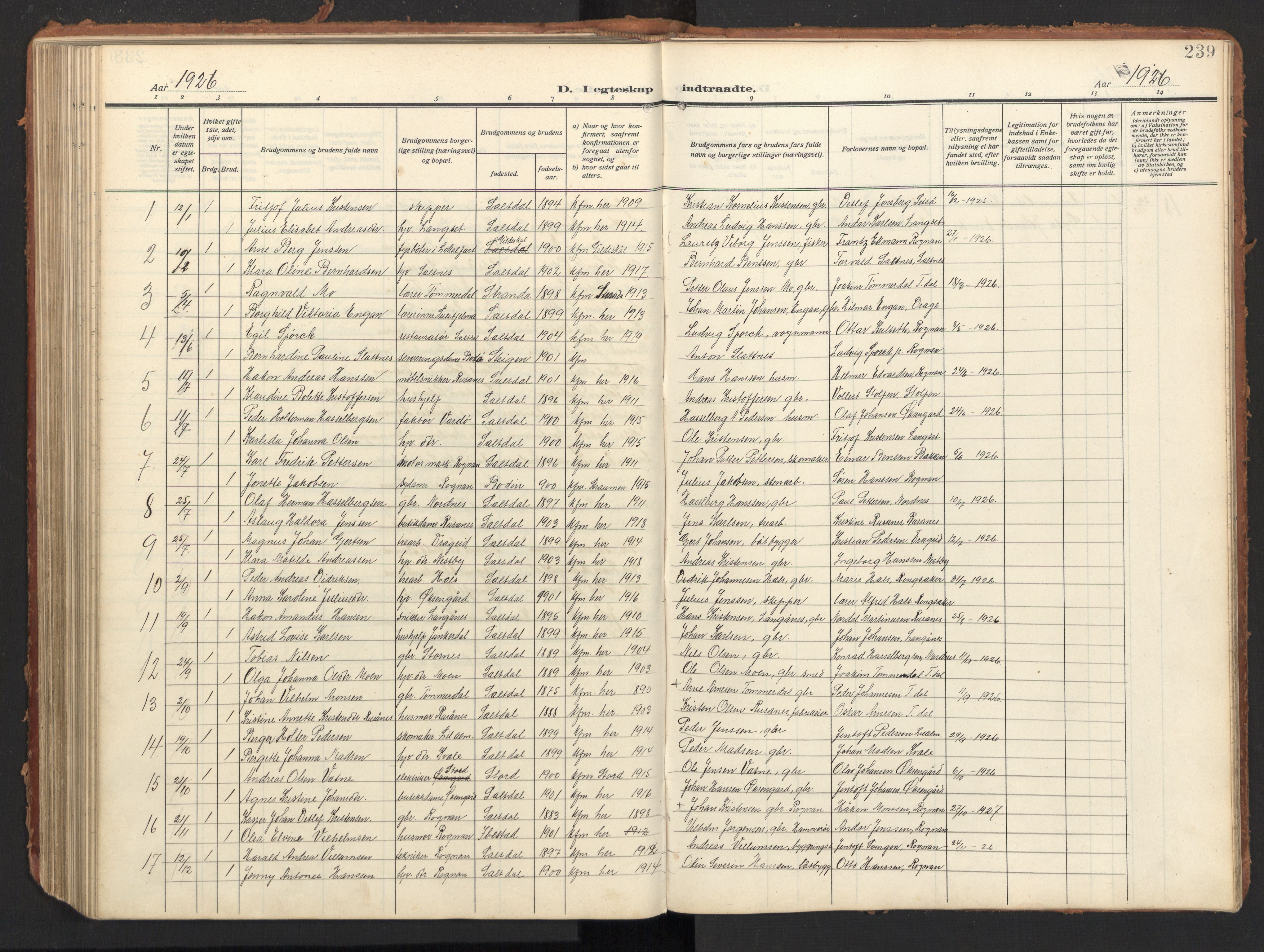 Ministerialprotokoller, klokkerbøker og fødselsregistre - Nordland, AV/SAT-A-1459/847/L0683: Parish register (copy) no. 847C11, 1908-1929, p. 239