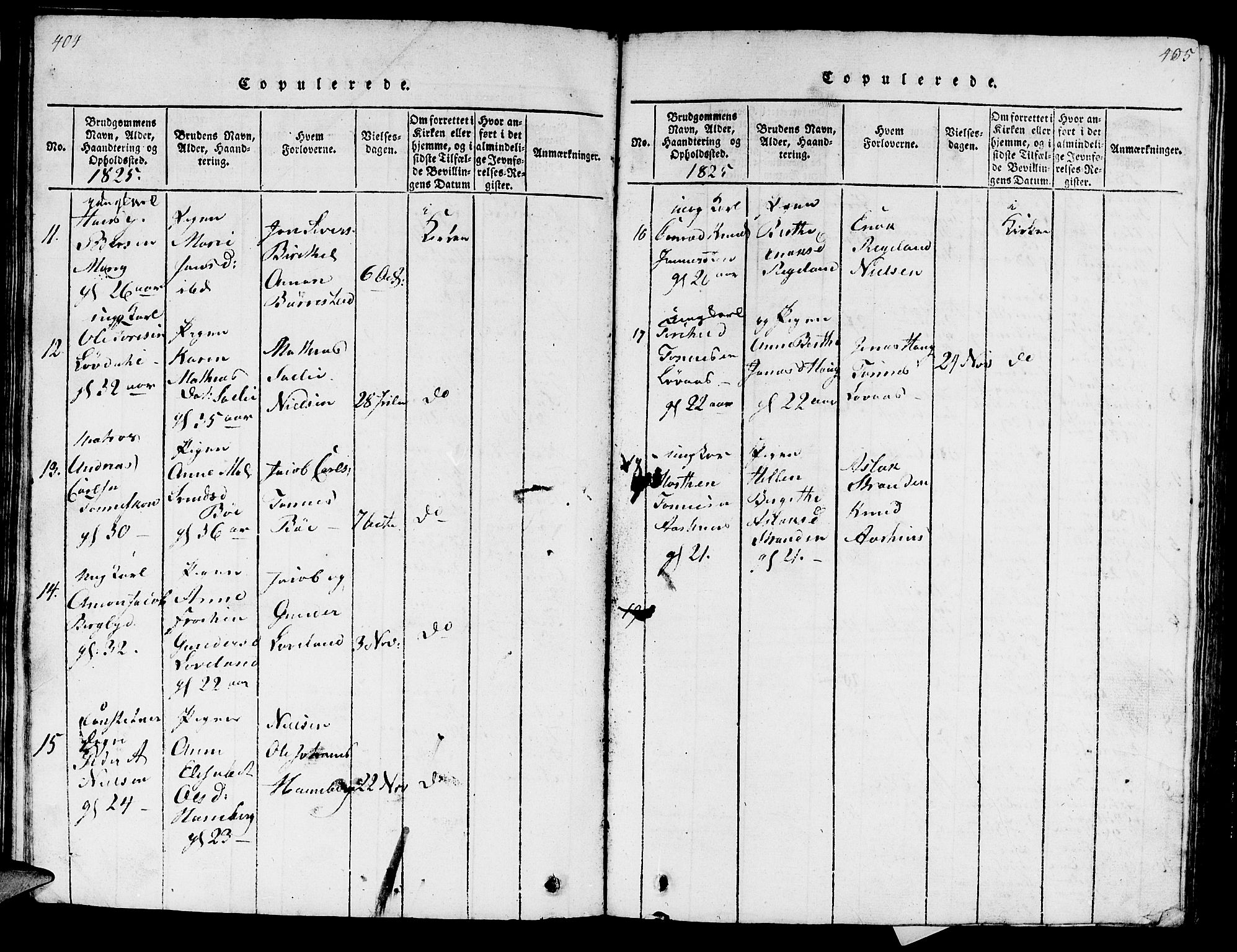 Sokndal sokneprestkontor, AV/SAST-A-101808: Parish register (official) no. A 6, 1815-1826, p. 404-405