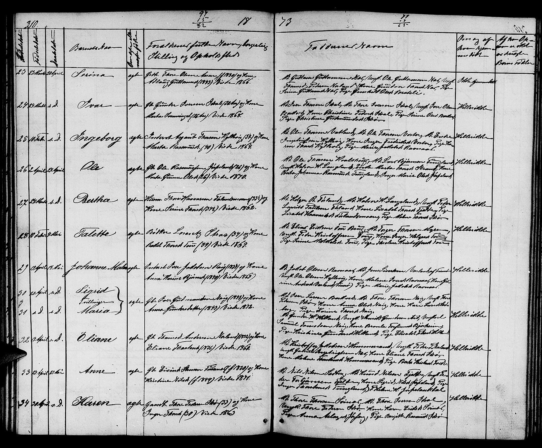 Strand sokneprestkontor, AV/SAST-A-101828/H/Ha/Hab/L0003: Parish register (copy) no. B 3, 1855-1881, p. 310