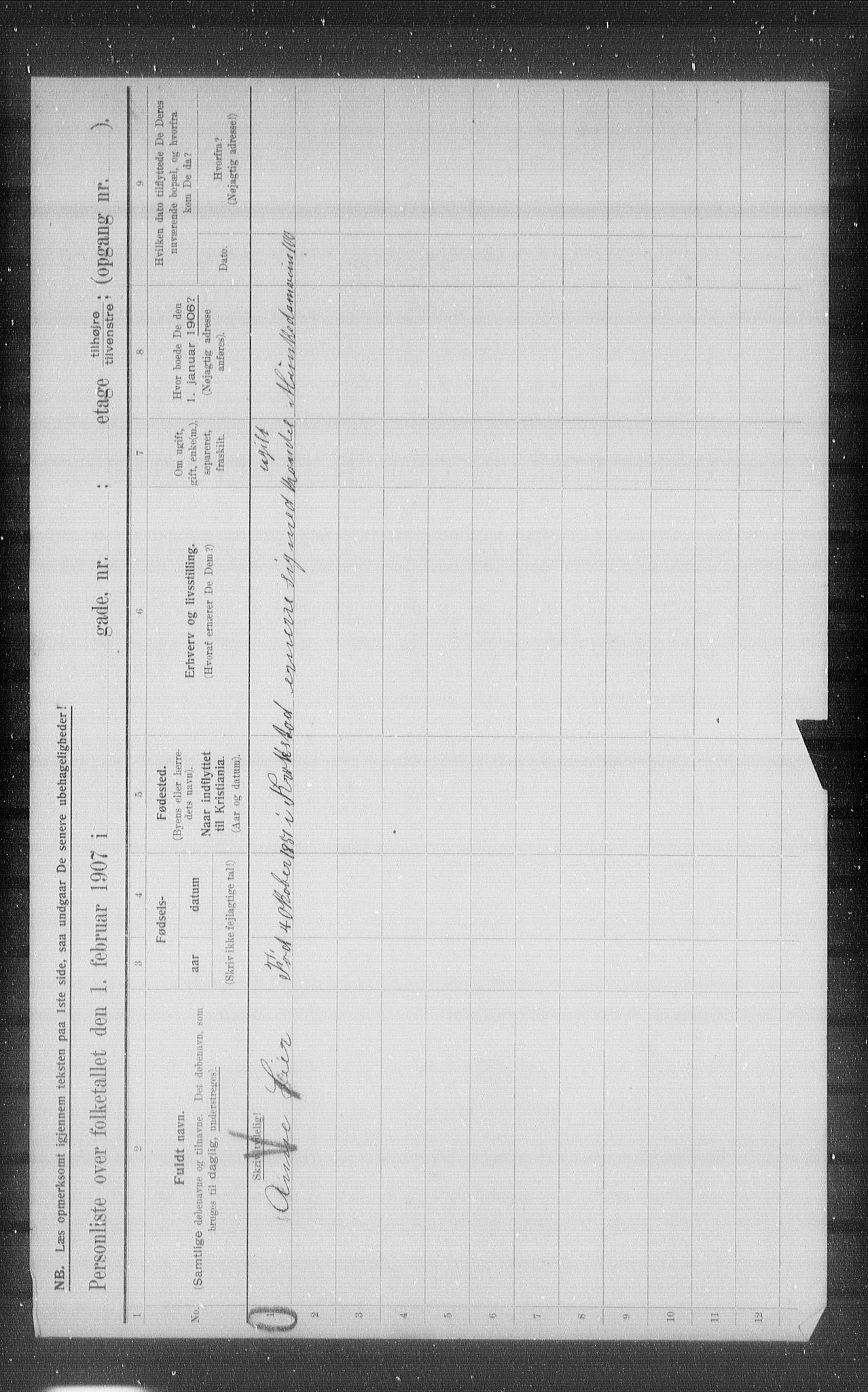 OBA, Municipal Census 1907 for Kristiania, 1907, p. 34712