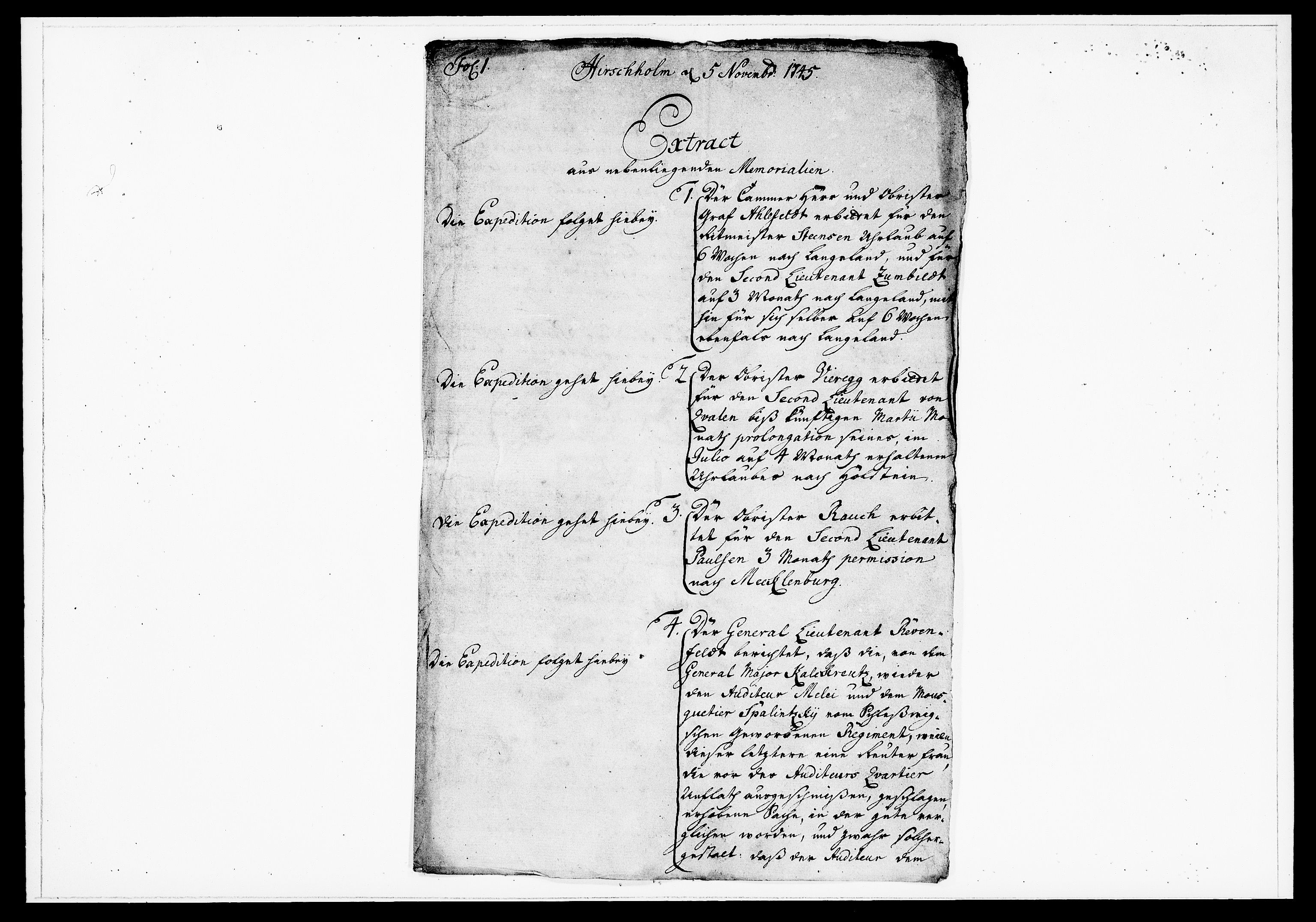 Krigskollegiet, Krigskancelliet, DRA/A-0006/-/1188-1193: Refererede sager, 1745, p. 305