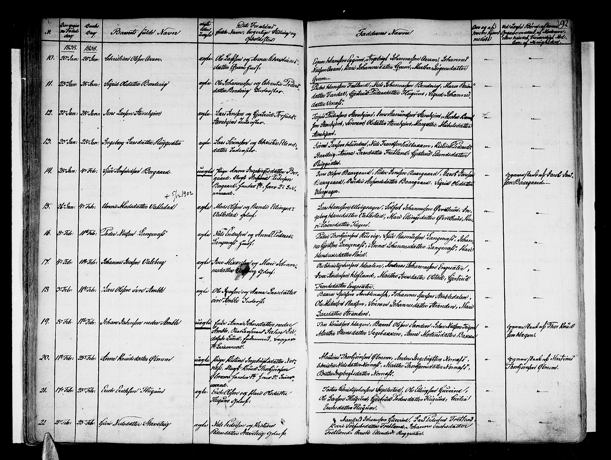 Sogndal sokneprestembete, AV/SAB-A-81301/H/Haa/Haaa/L0010: Parish register (official) no. A 10, 1821-1838, p. 92