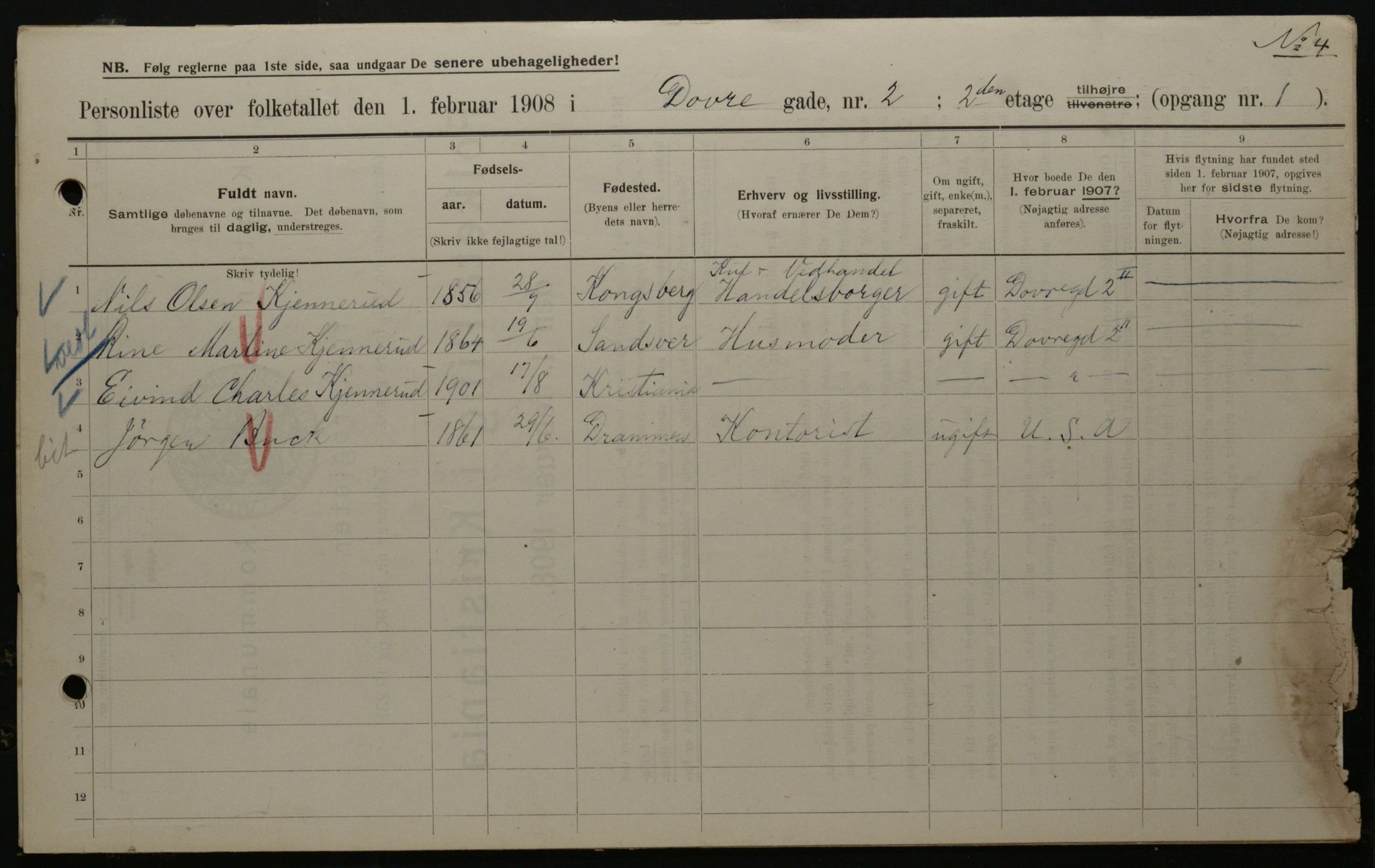 OBA, Municipal Census 1908 for Kristiania, 1908, p. 14937