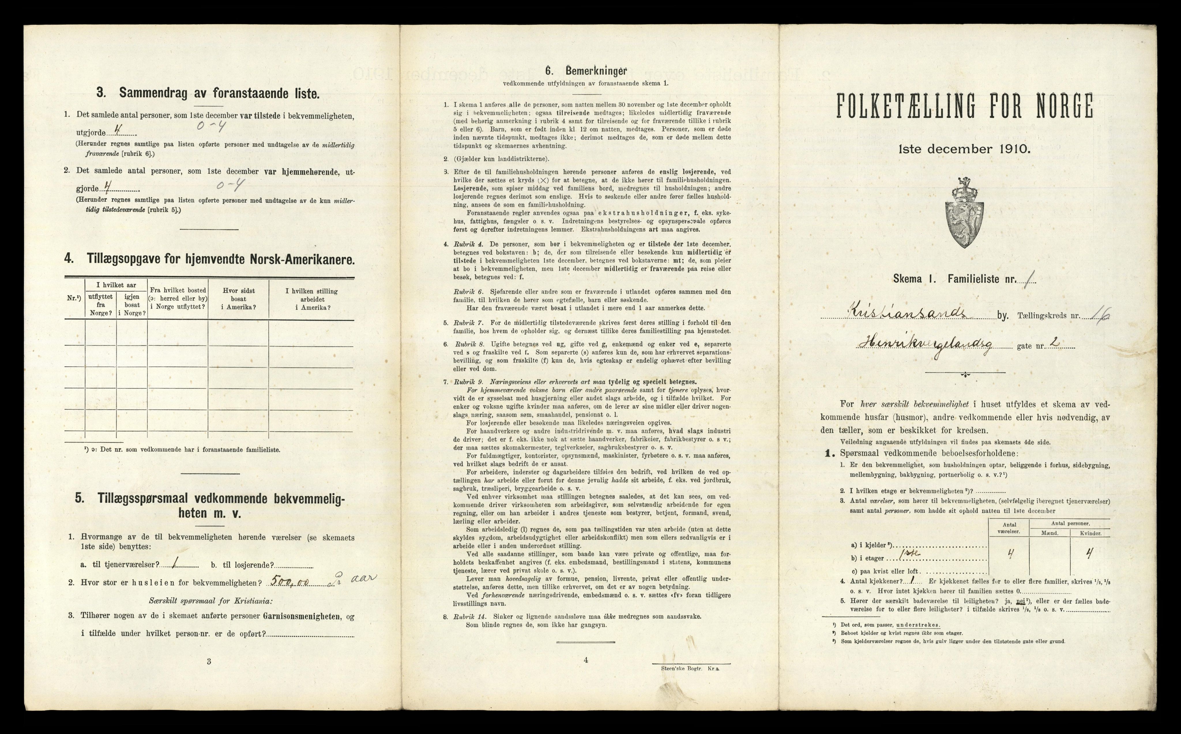 RA, 1910 census for Kristiansand, 1910, p. 3856