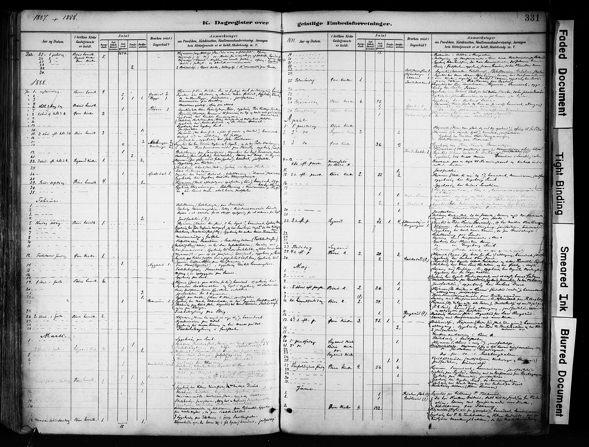 Biri prestekontor, SAH/PREST-096/H/Ha/Haa/L0009: Parish register (official) no. 9, 1887-1900, p. 331
