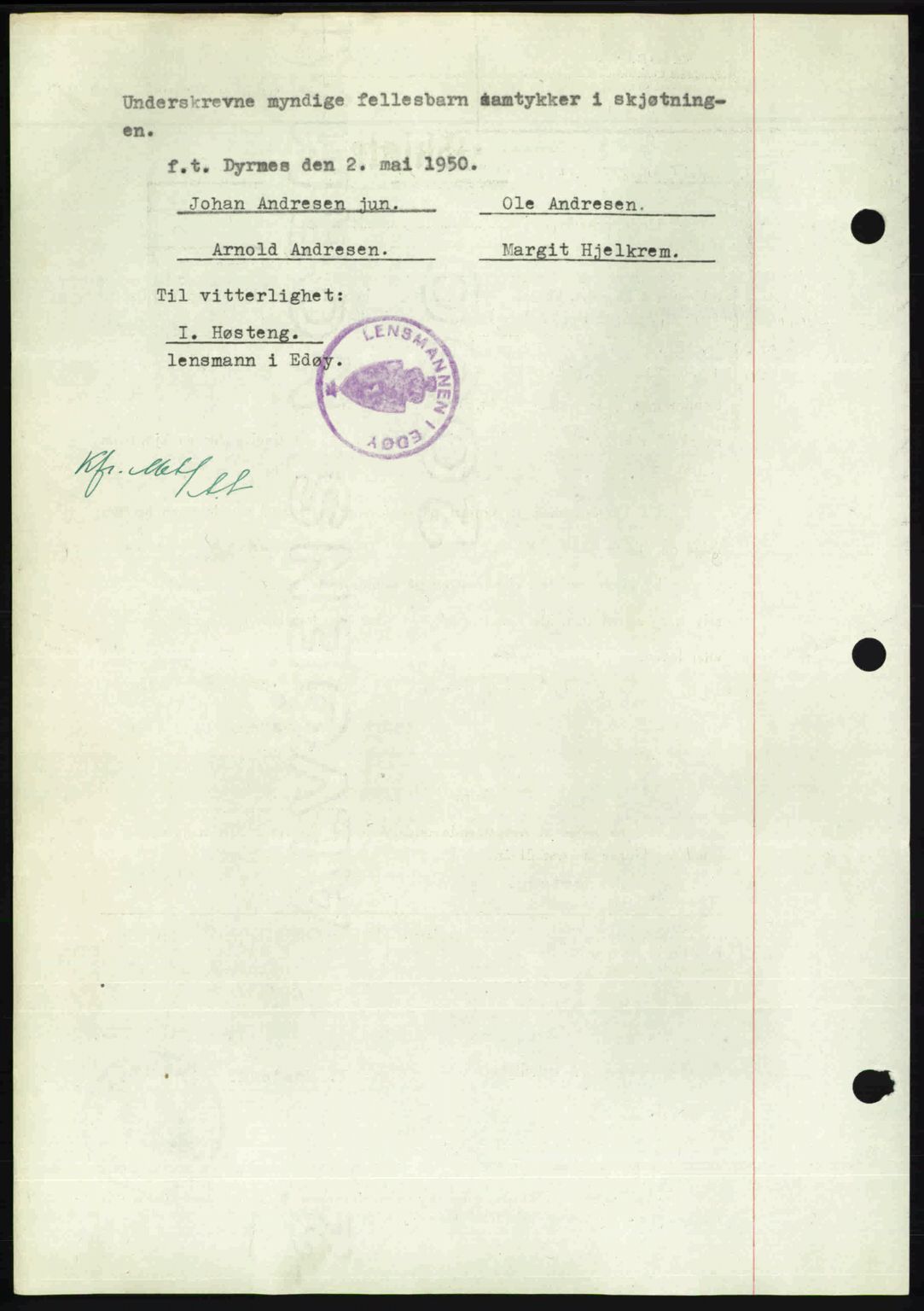 Nordmøre sorenskriveri, AV/SAT-A-4132/1/2/2Ca: Mortgage book no. A115, 1950-1950, Diary no: : 1531/1950