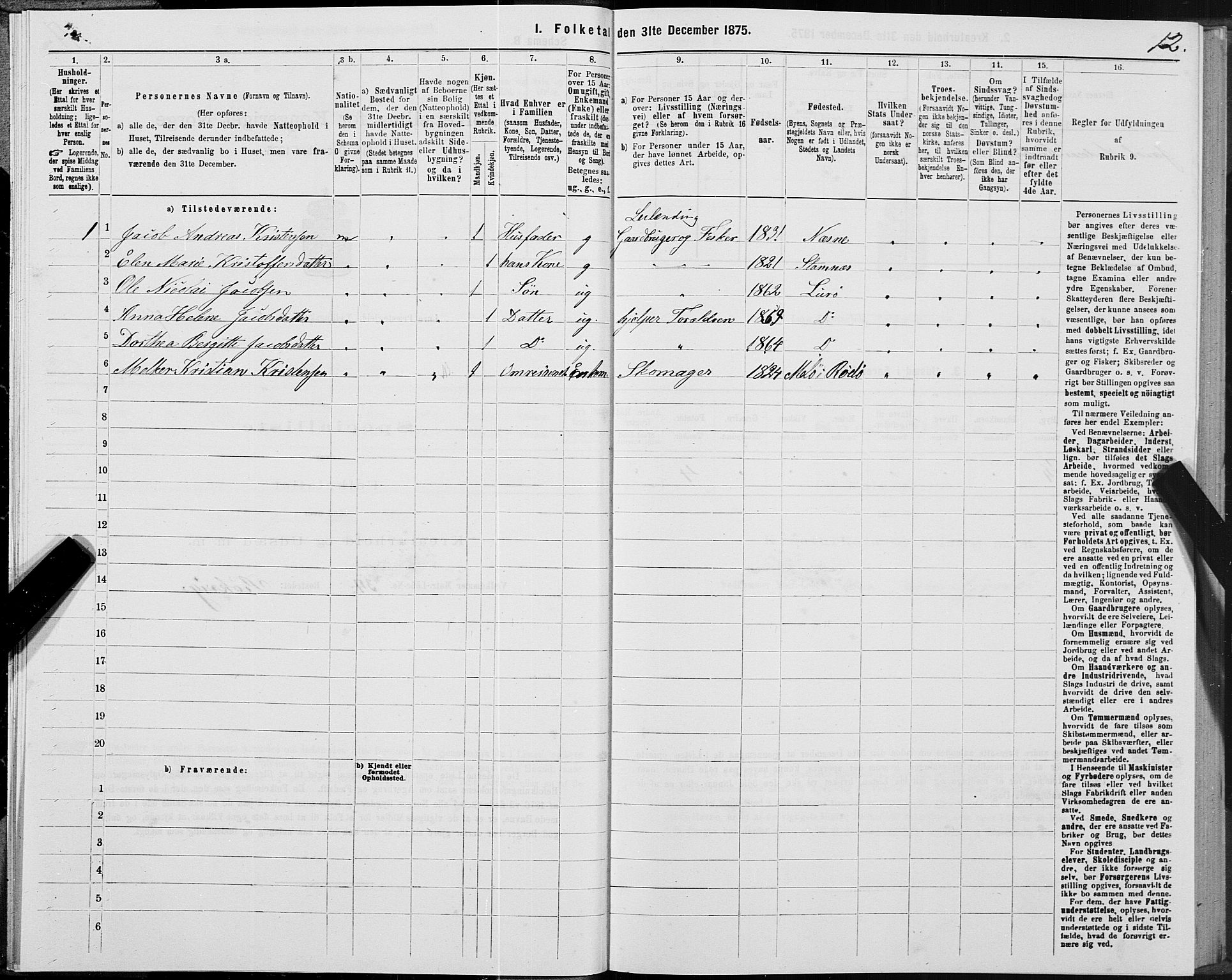 SAT, 1875 census for 1834P Lurøy, 1875, p. 2012