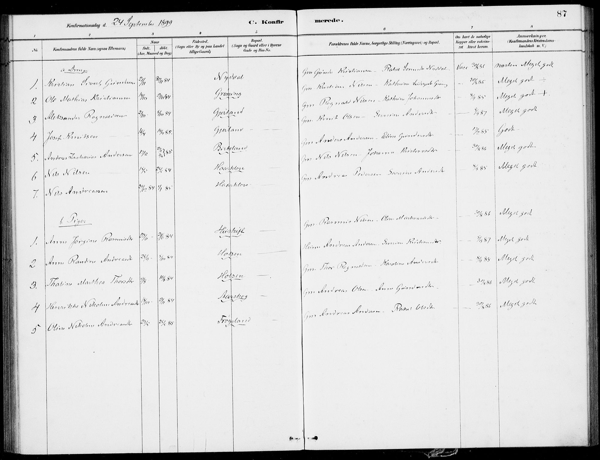 Førde sokneprestembete, AV/SAB-A-79901/H/Haa/Haac/L0001: Parish register (official) no. C  1, 1881-1920, p. 87