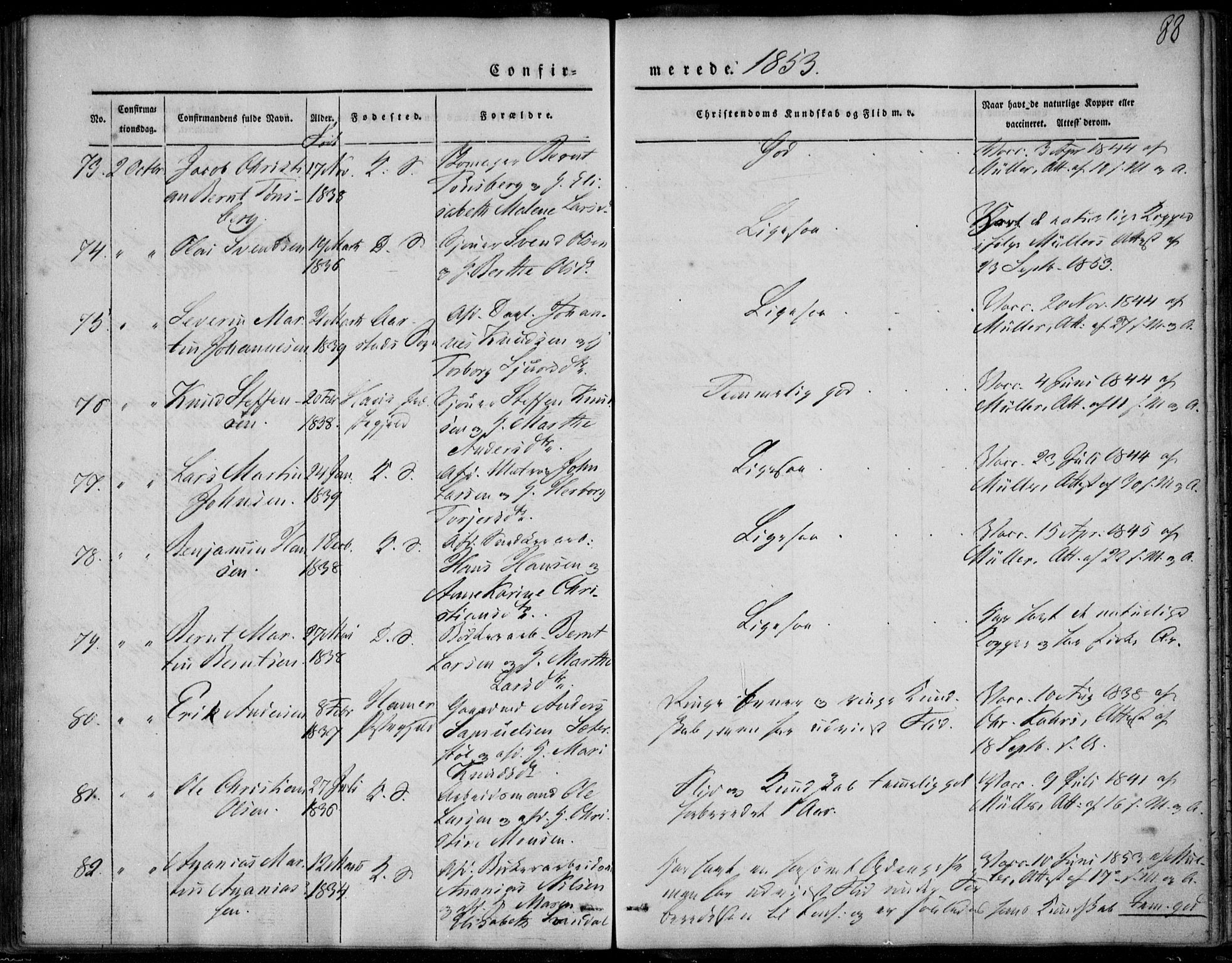 Korskirken sokneprestembete, SAB/A-76101/H/Haa/L0026: Parish register (official) no. C 2, 1842-1854, p. 88