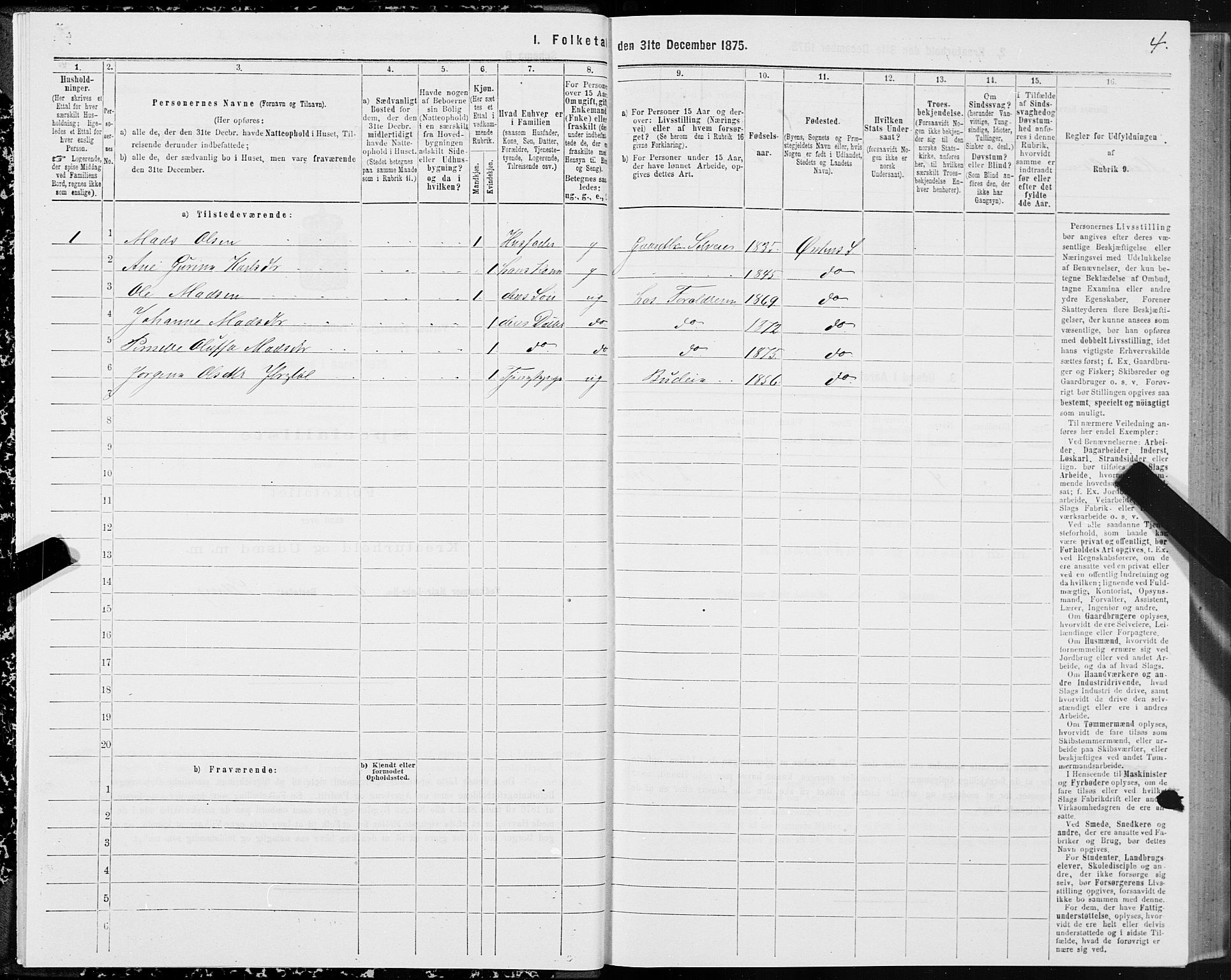 SAT, 1875 census for 1519P Volda, 1875, p. 2004