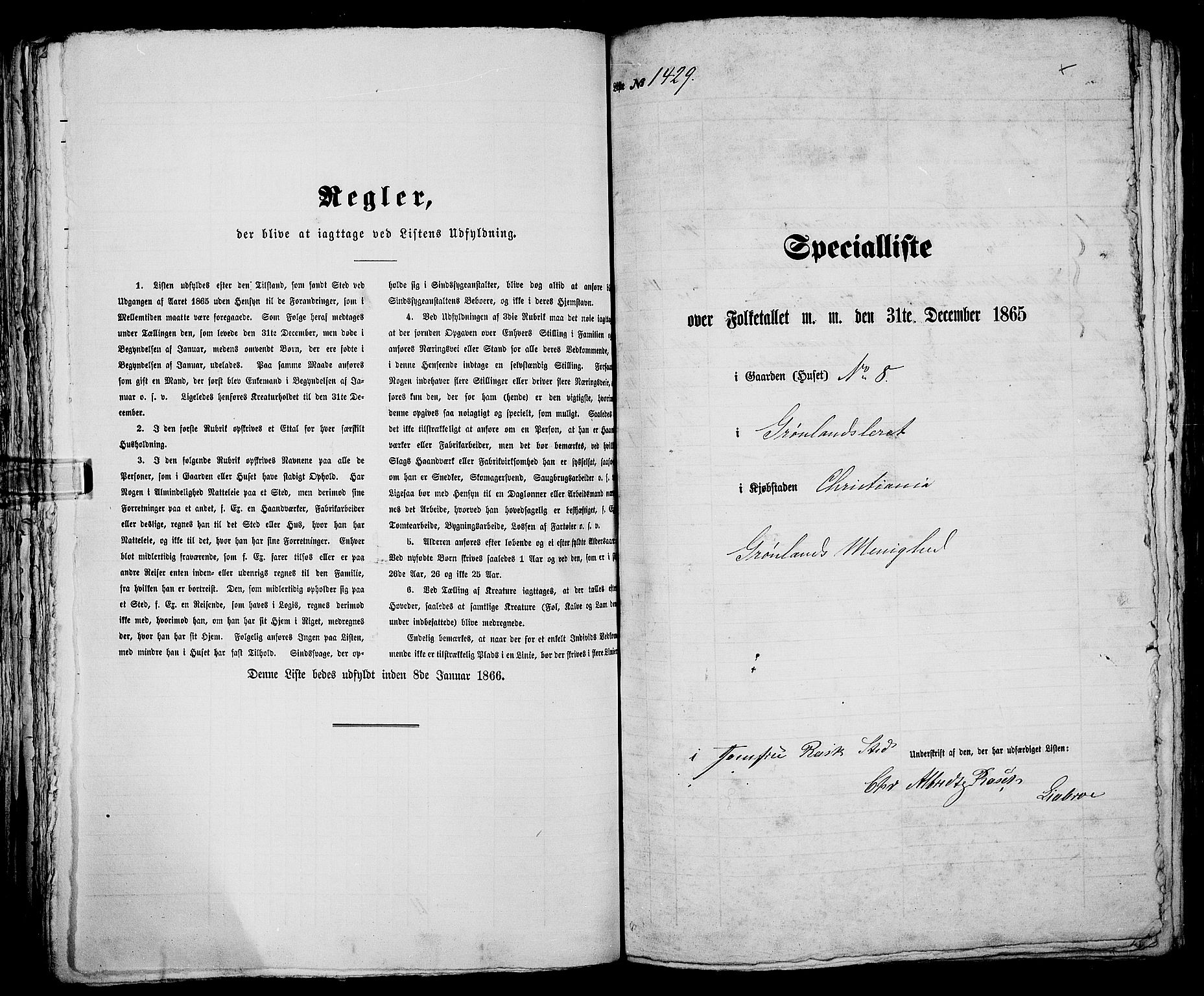 RA, 1865 census for Kristiania, 1865, p. 3248