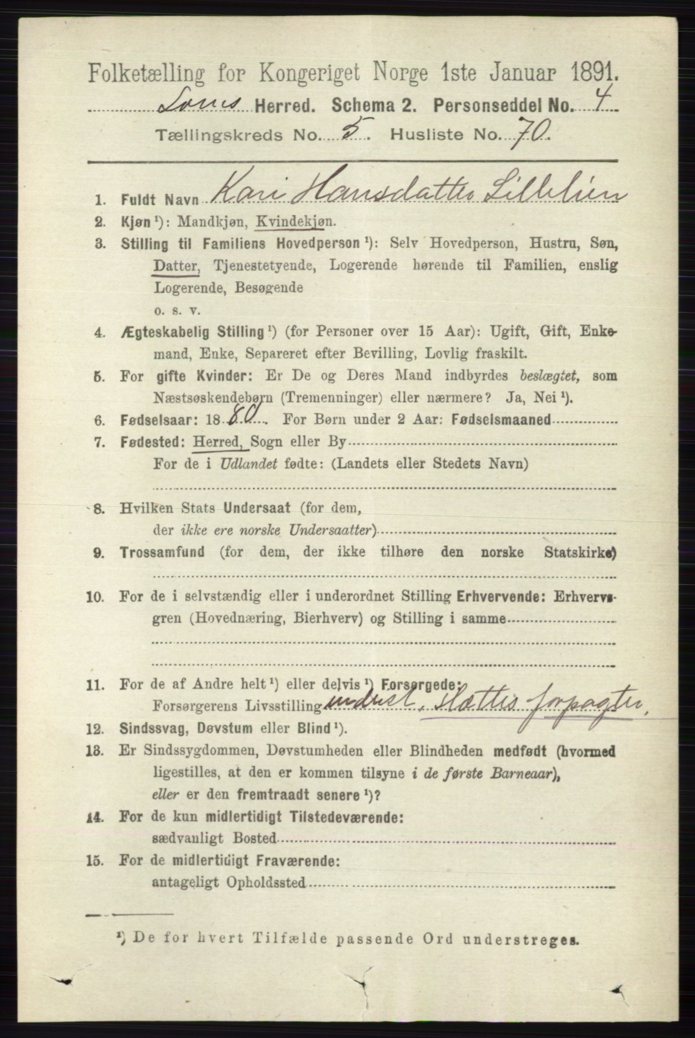 RA, 1891 census for 0514 Lom, 1891, p. 2300