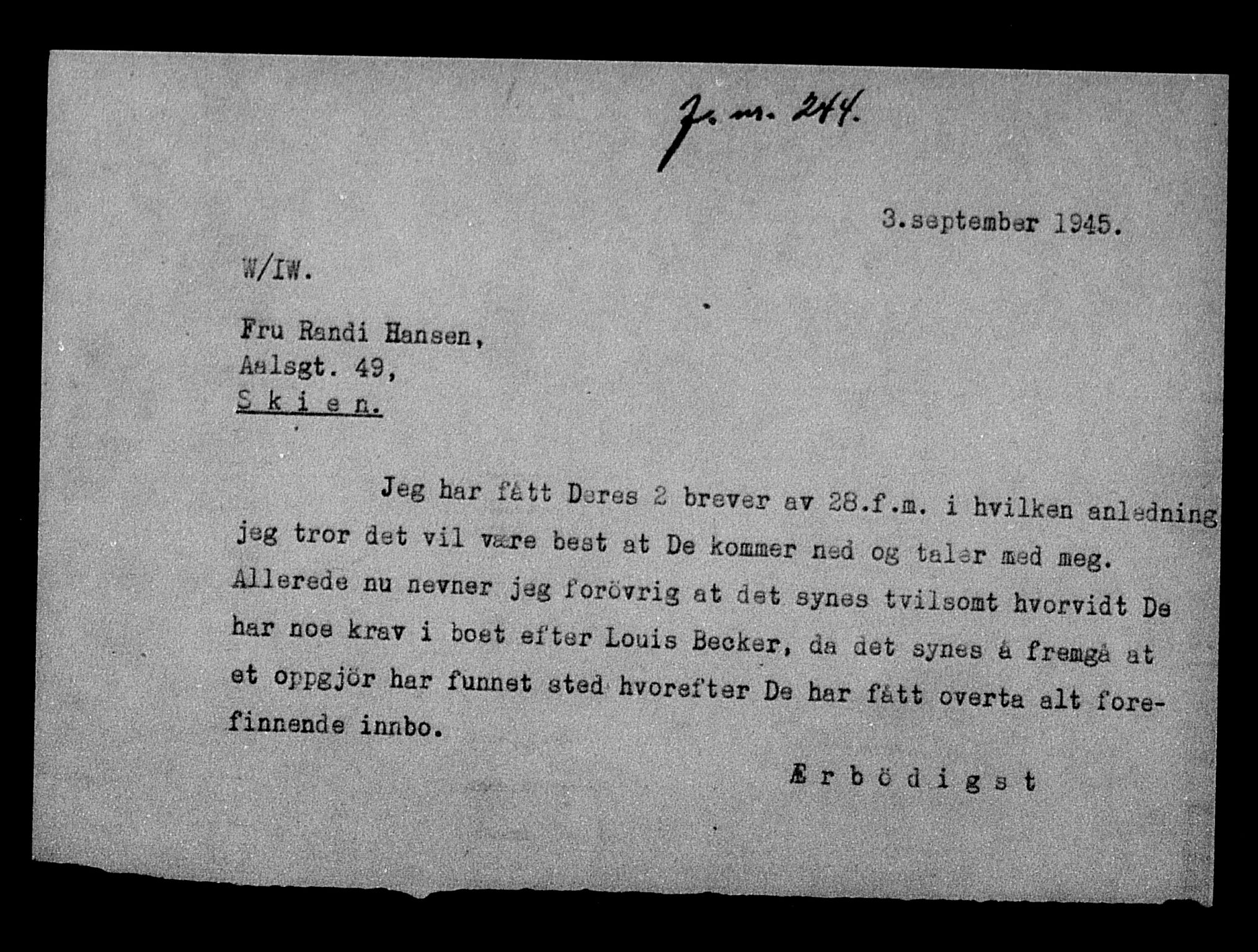 Justisdepartementet, Tilbakeføringskontoret for inndratte formuer, AV/RA-S-1564/H/Hc/Hcd/L0990: --, 1945-1947, p. 490