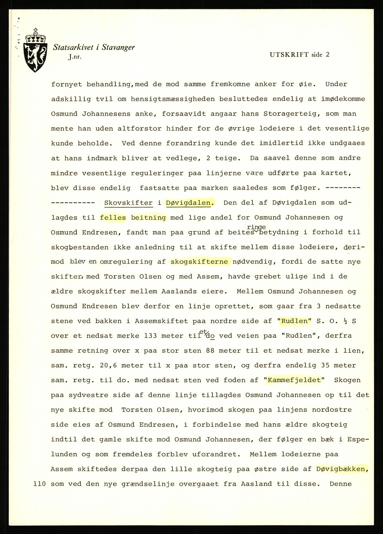 Statsarkivet i Stavanger, AV/SAST-A-101971/03/Y/Yj/L0003: Avskrifter sortert etter gårdsnavn: Askje - Auglend, 1750-1930, p. 209