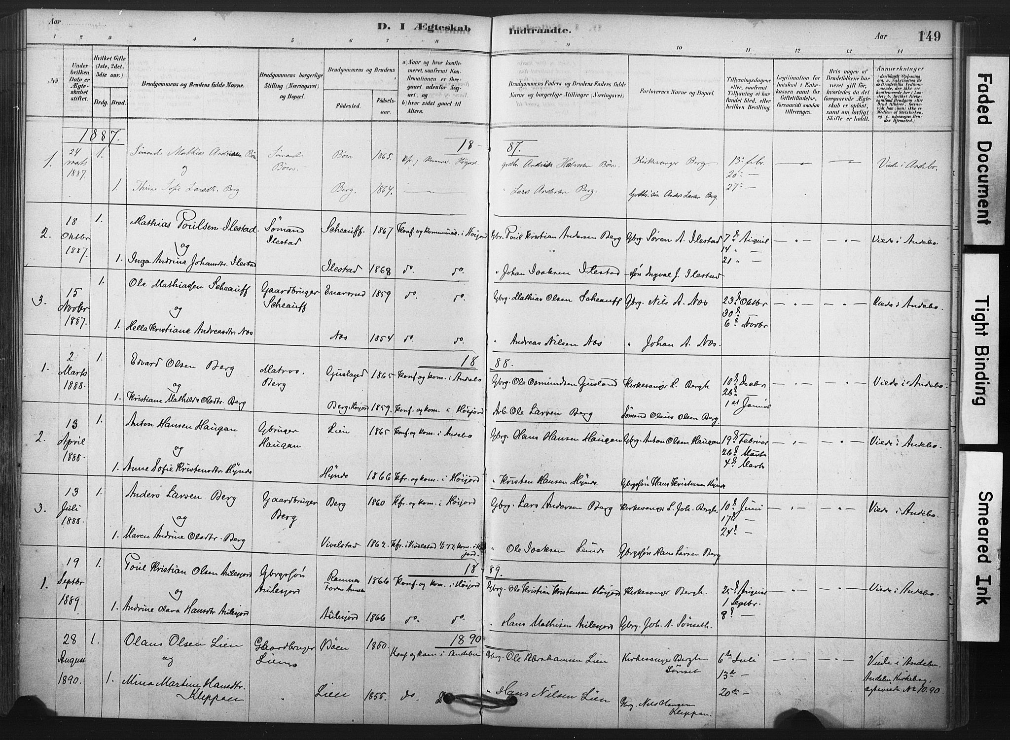 Andebu kirkebøker, SAKO/A-336/F/Fa/L0009: Parish register (official) no. 9, 1878-1909, p. 149