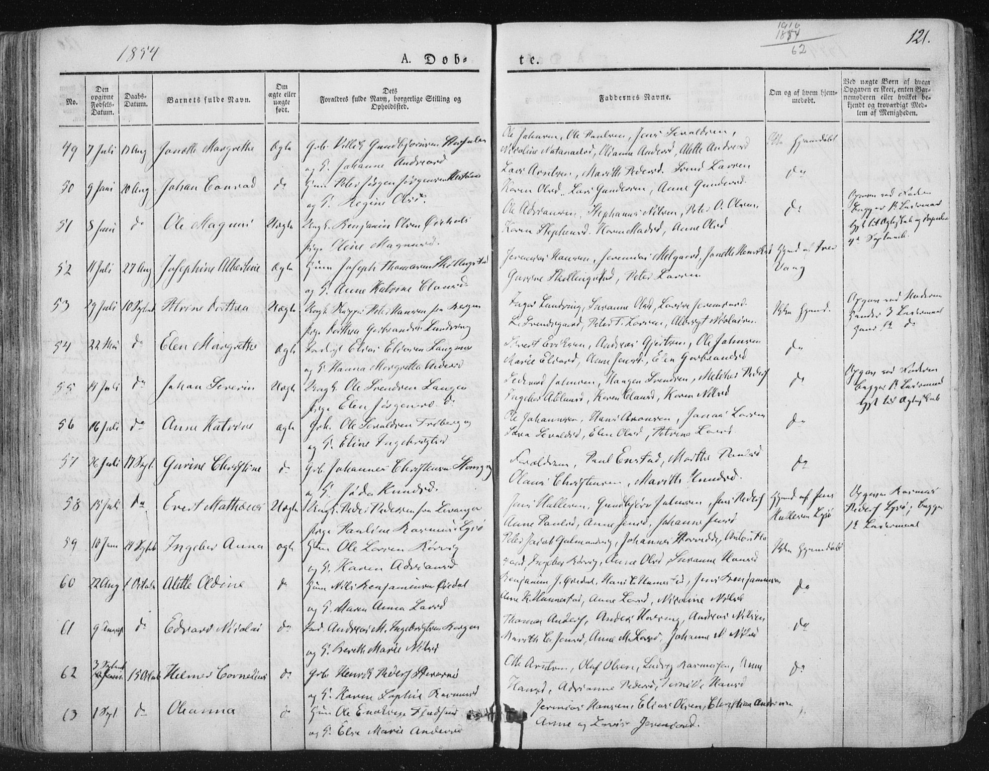 Ministerialprotokoller, klokkerbøker og fødselsregistre - Nord-Trøndelag, AV/SAT-A-1458/784/L0669: Parish register (official) no. 784A04, 1829-1859, p. 121