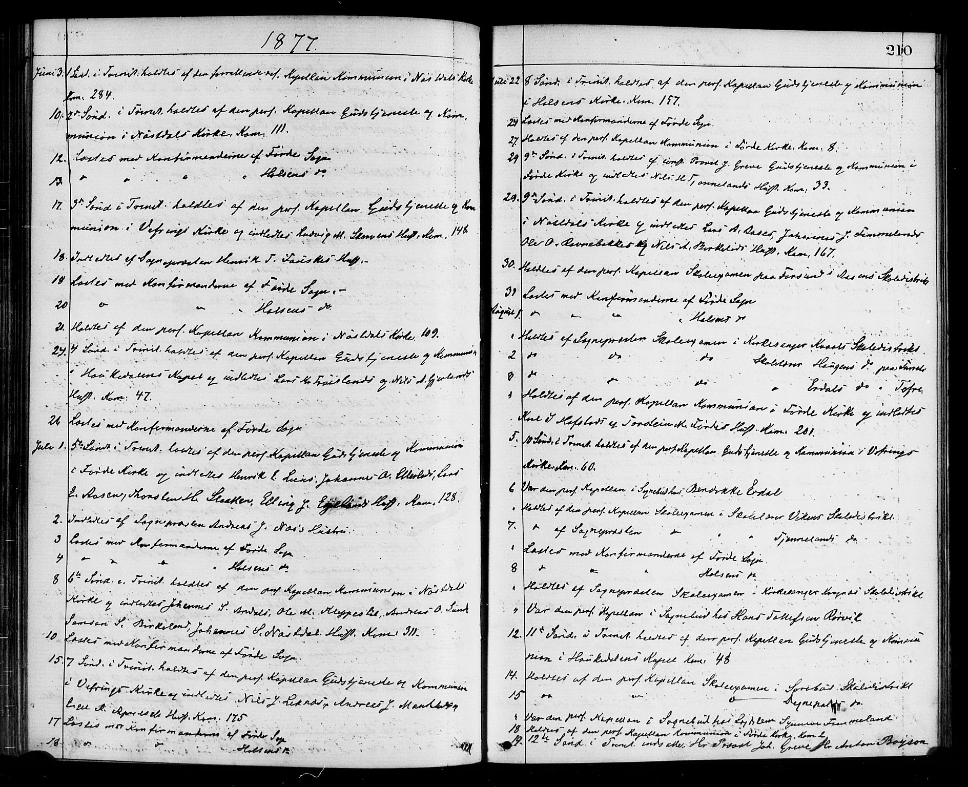 Førde sokneprestembete, AV/SAB-A-79901/H/Haa/Haaa/L0011: Parish register (official) no. A 11, 1877-1880, p. 210
