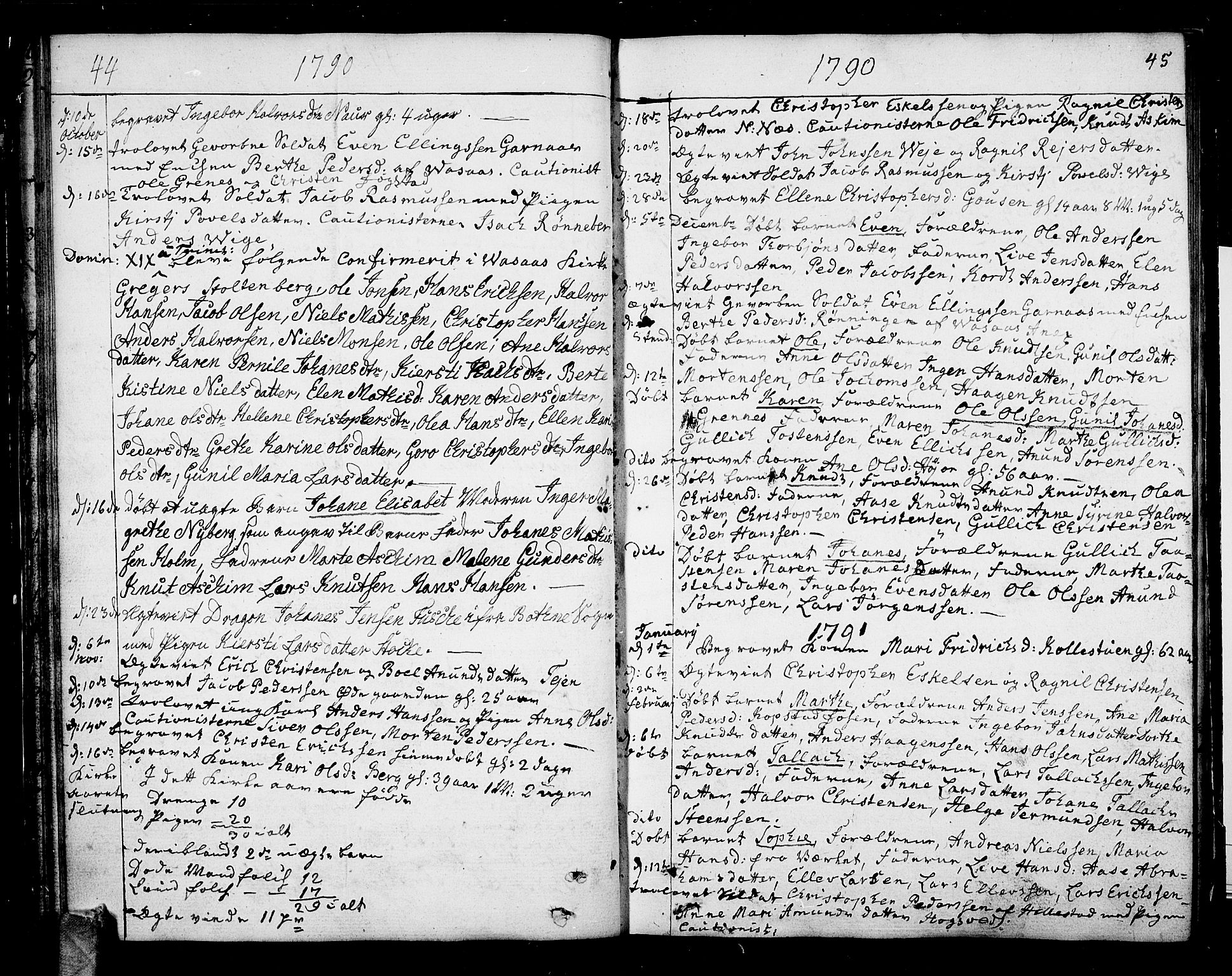 Hof kirkebøker, SAKO/A-64/F/Fa/L0003: Parish register (official) no. I 3, 1782-1814, p. 44-45