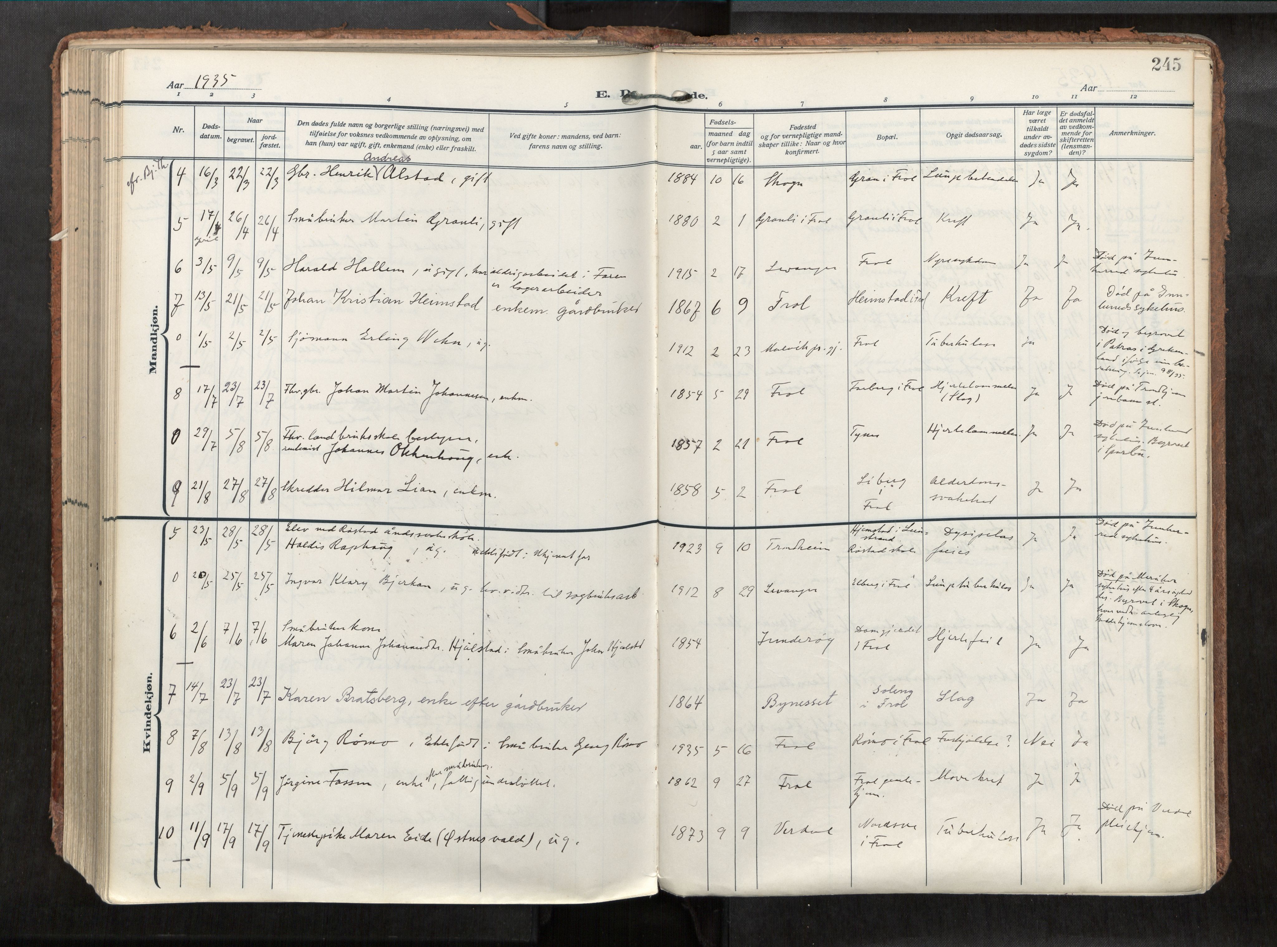 Levanger sokneprestkontor, SAT/A-1301/2/H/Haa/L0002: Parish register (official) no. 2, 1912-1935, p. 245