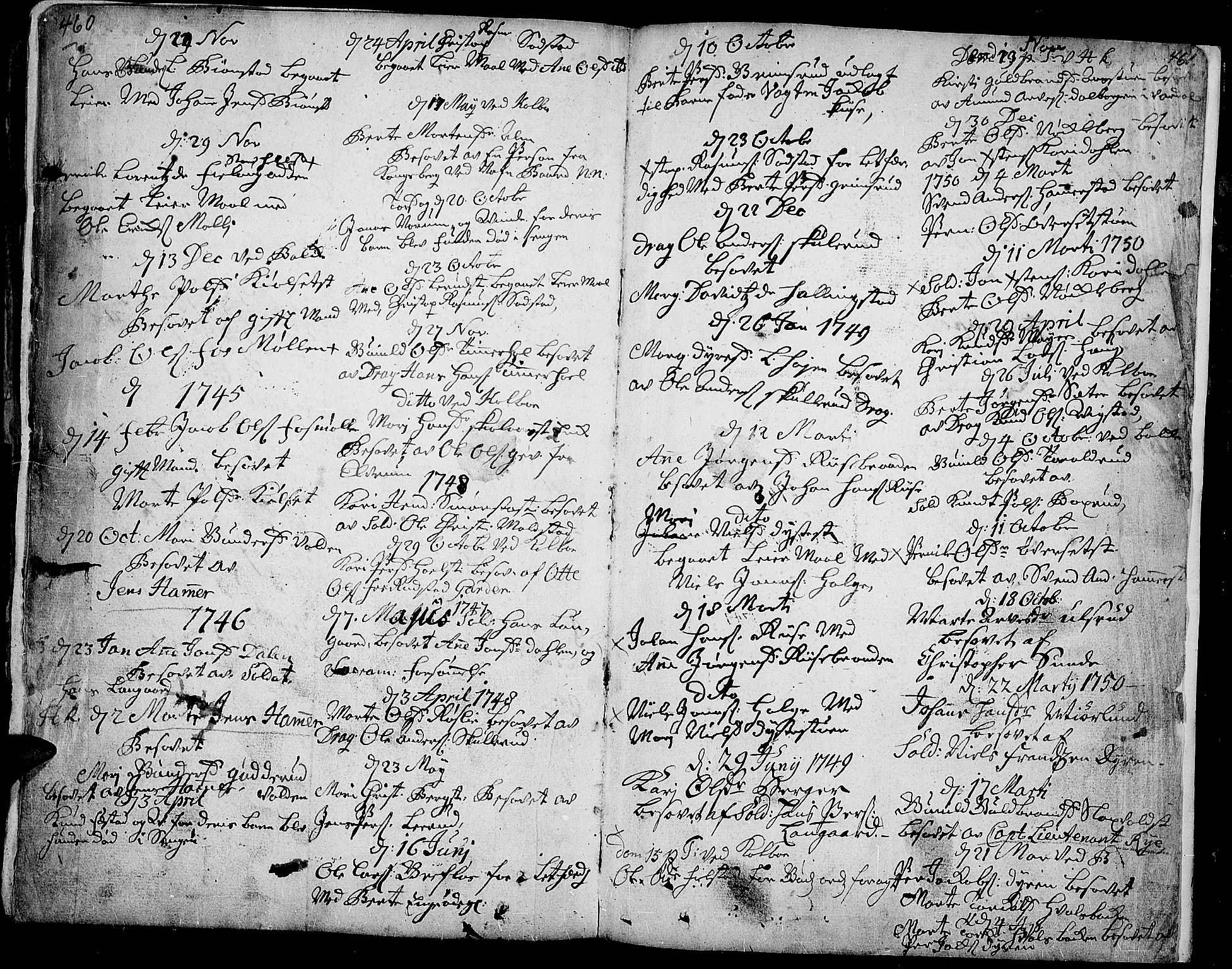 Toten prestekontor, SAH/PREST-102/H/Ha/Haa/L0003: Parish register (official) no. 3, 1734-1751, p. 460-461