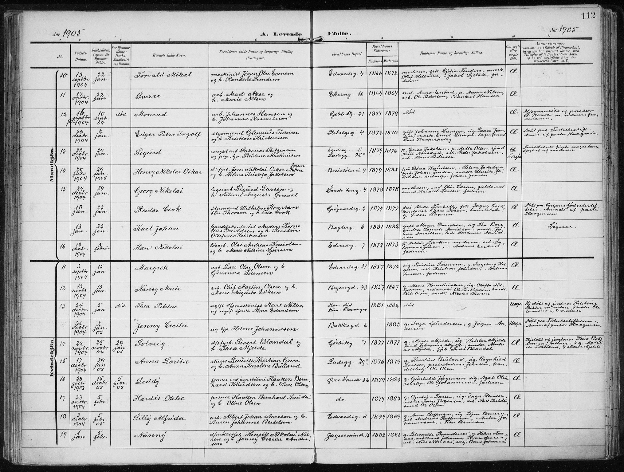 Sandviken Sokneprestembete, AV/SAB-A-77601/H/Ha/L0006: Parish register (official) no. B 3, 1901-1912, p. 112