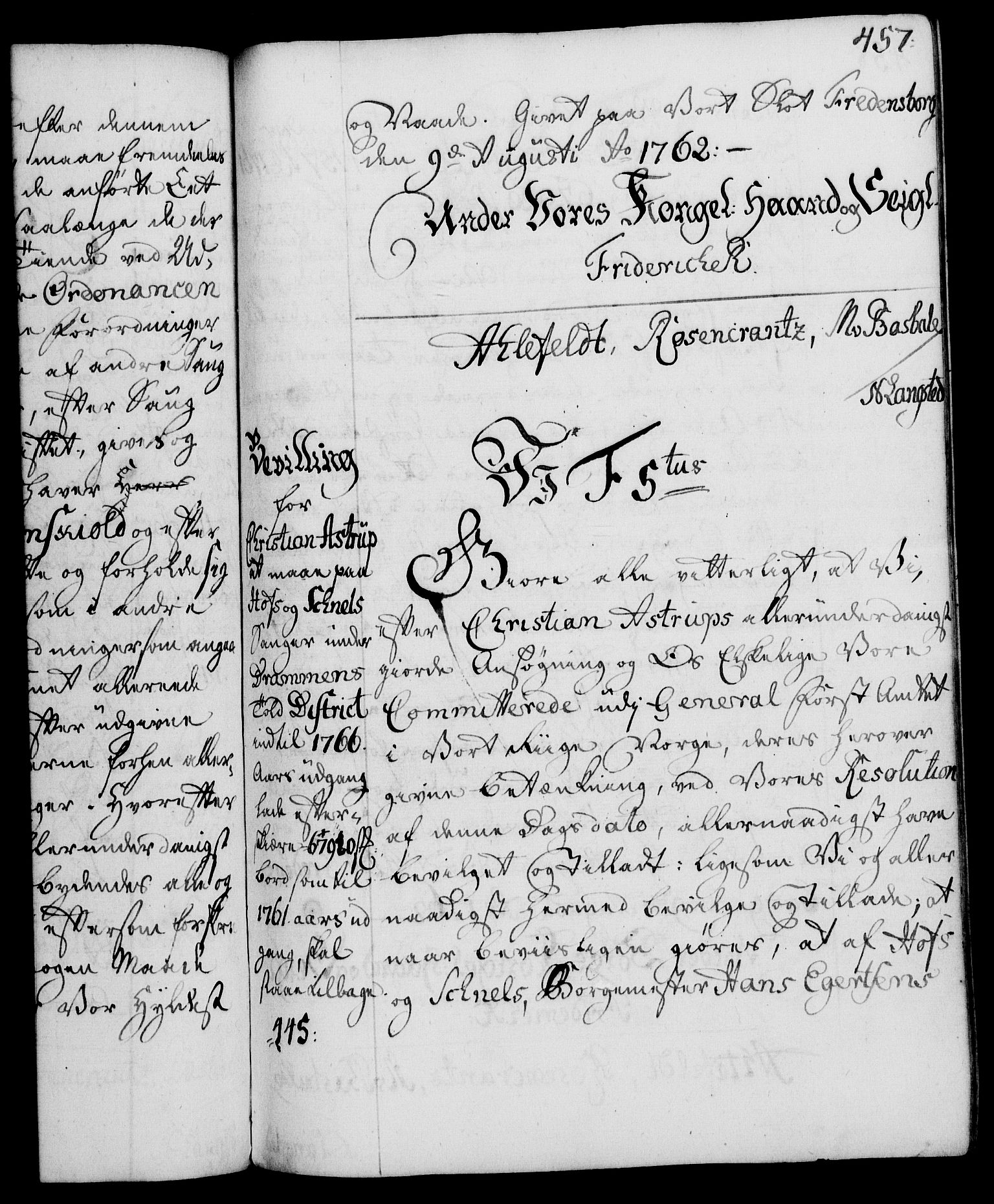 Rentekammeret, Kammerkanselliet, AV/RA-EA-3111/G/Gg/Gga/L0007: Norsk ekspedisjonsprotokoll med register (merket RK 53.7), 1759-1768, p. 457