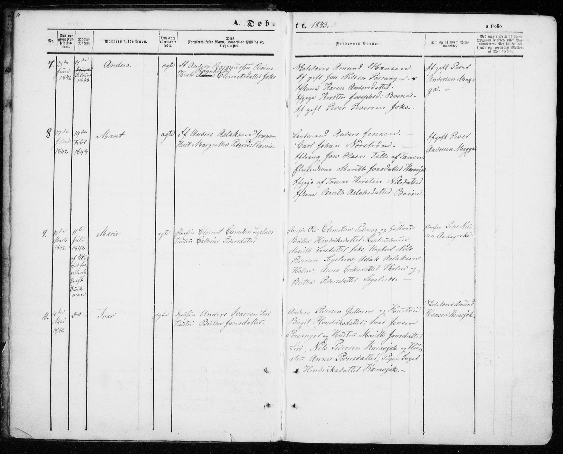 Kistrand/Porsanger sokneprestembete, SATØ/S-1351/H/Ha/L0012.kirke: Parish register (official) no. 12, 1843-1871, p. 10-11