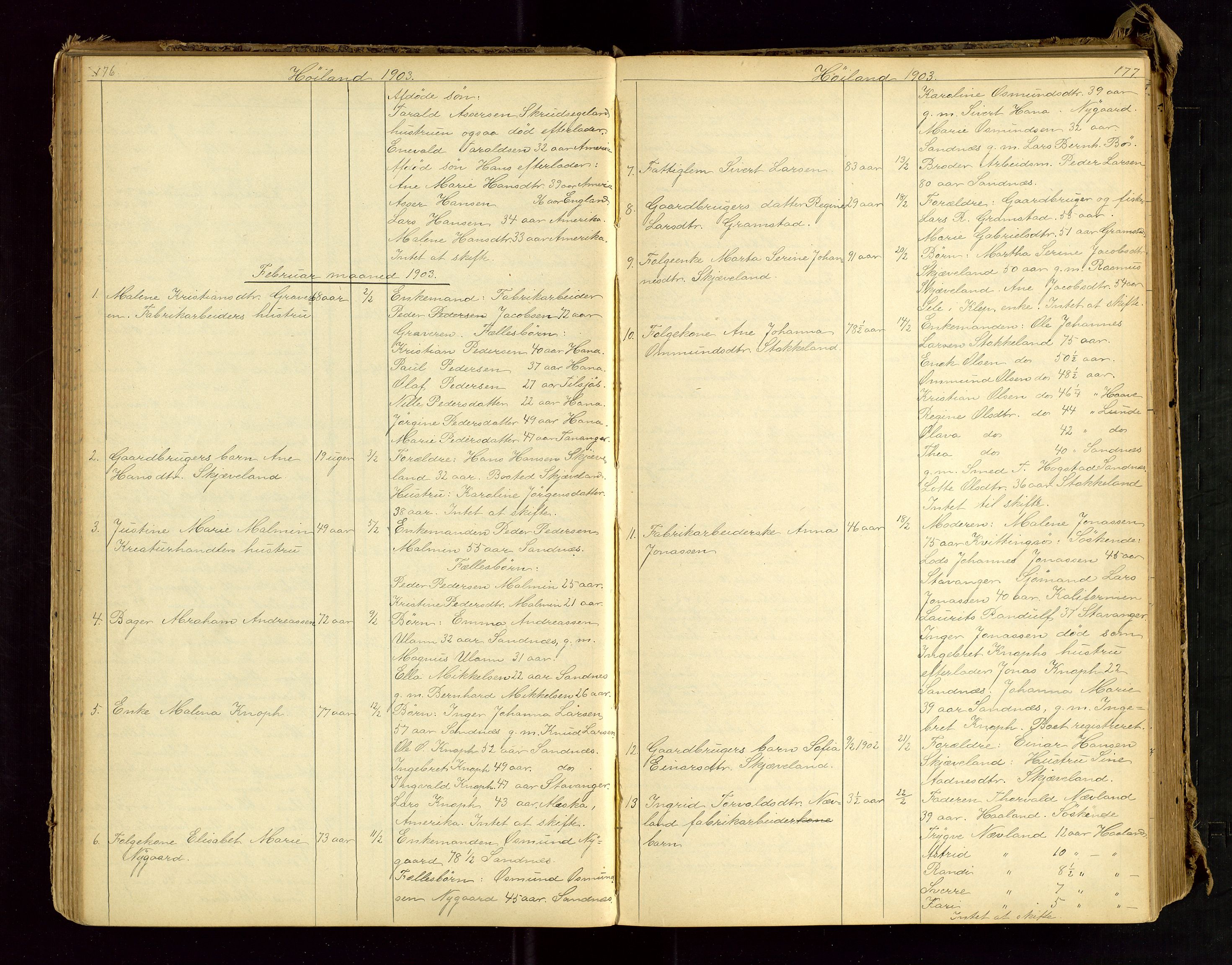 Jæren sorenskriveri, AV/SAST-A-100310/01/5/52/52B/L0002: DØDSFALLPROTOKOLL, 1896-1910, p. 176-177