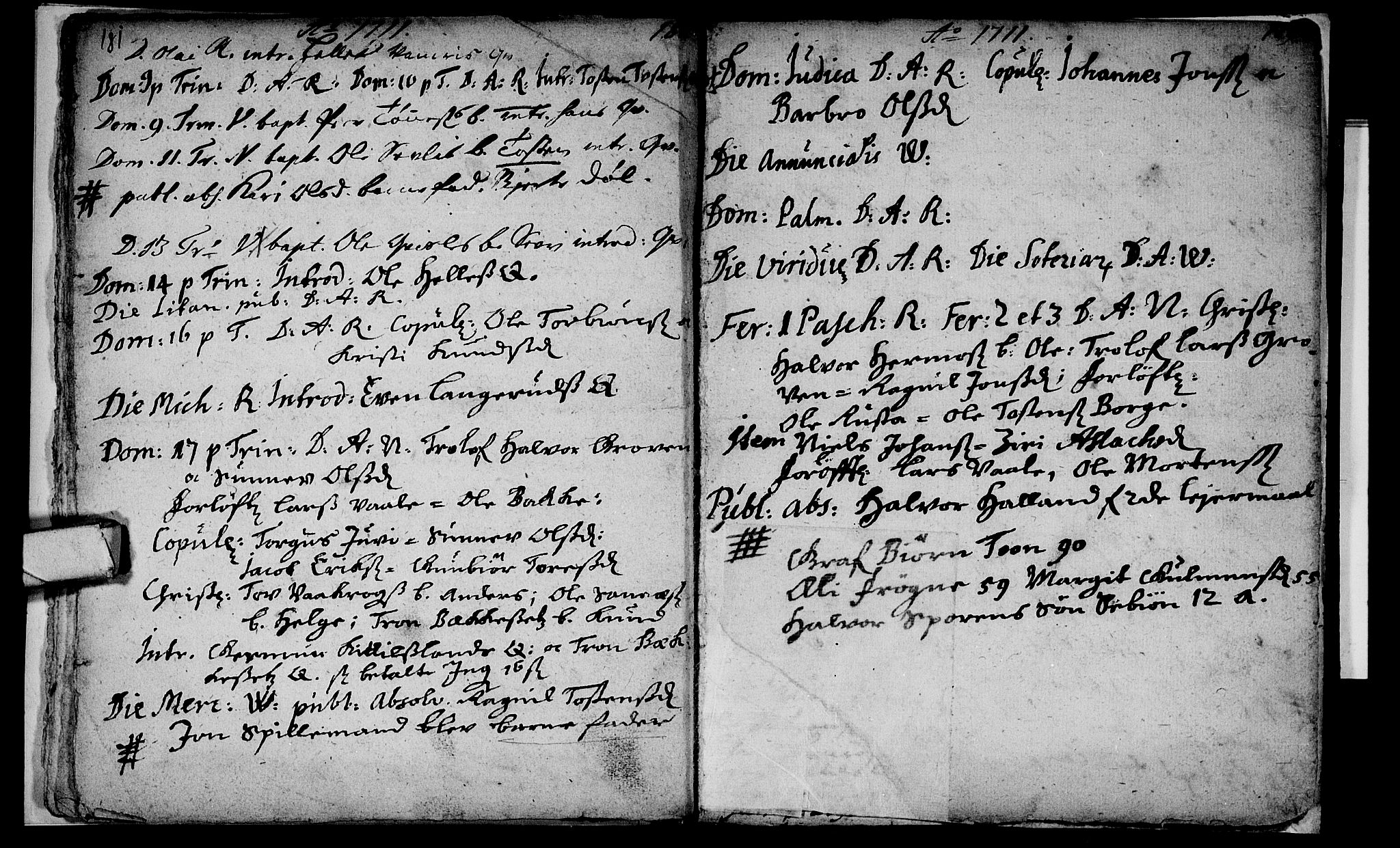 Rollag kirkebøker, AV/SAKO-A-240/F/Fa/L0001: Parish register (official) no. I 1, 1708-1712, p. 180-181